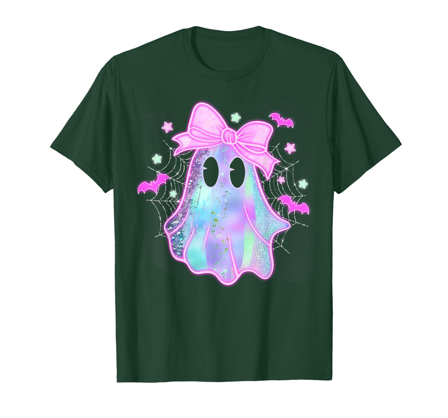 Funny Ghost Coquette Bow Bats Spooky Season Happy Halloween T-Shirt