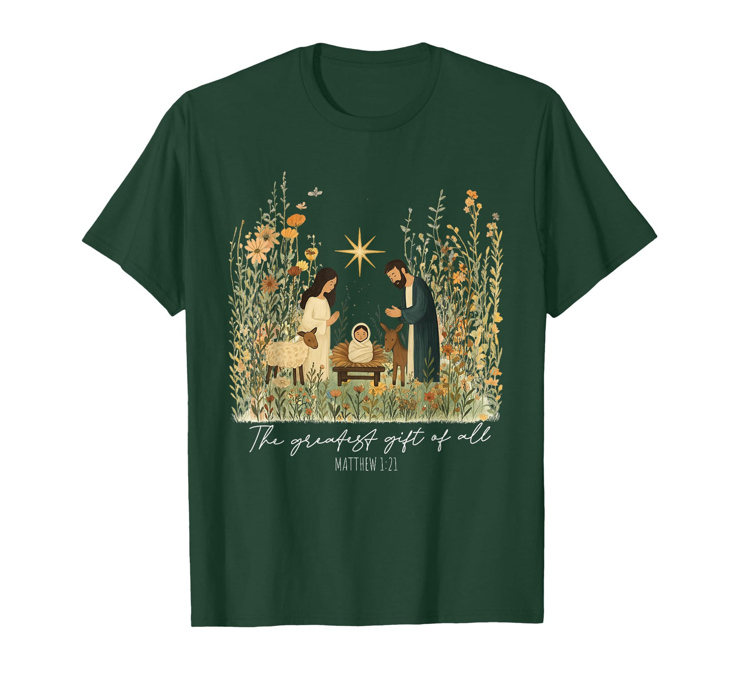 Wildflower Greatest All Christian Christmas Nativity Scene T-Shirt