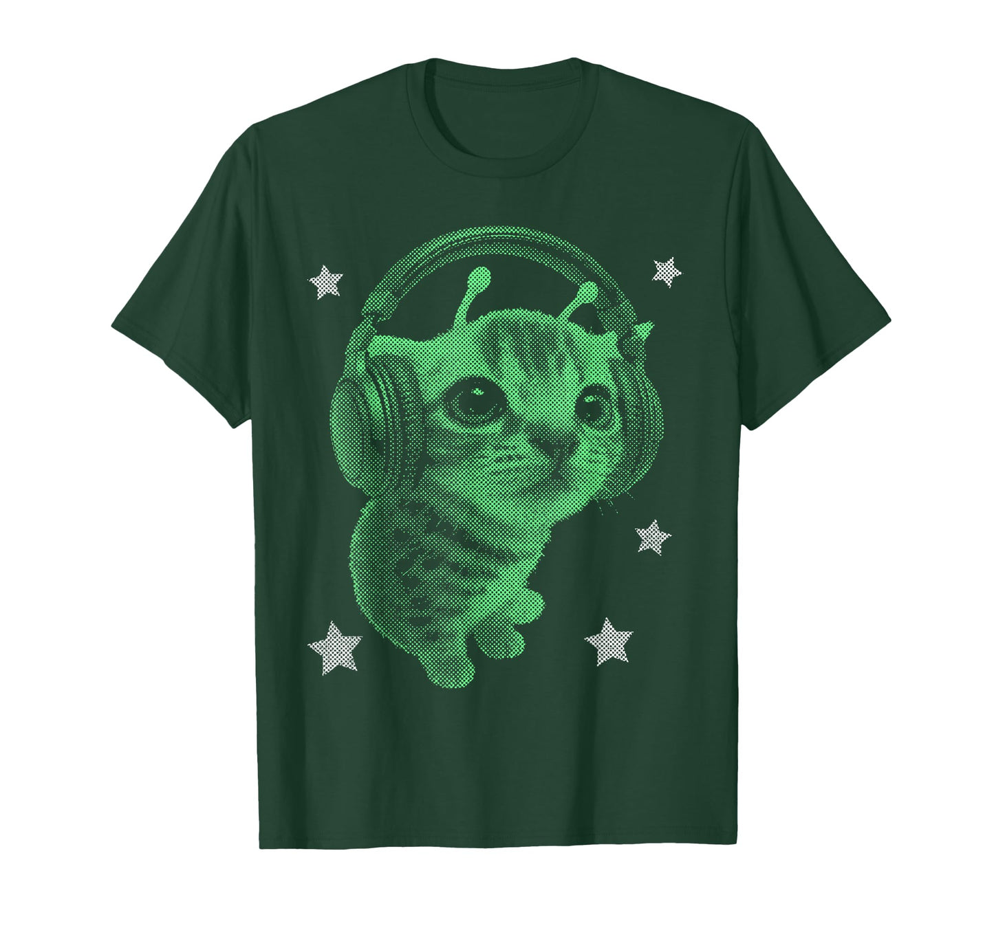 Y2K Alien Cat Headphones T-Shirt