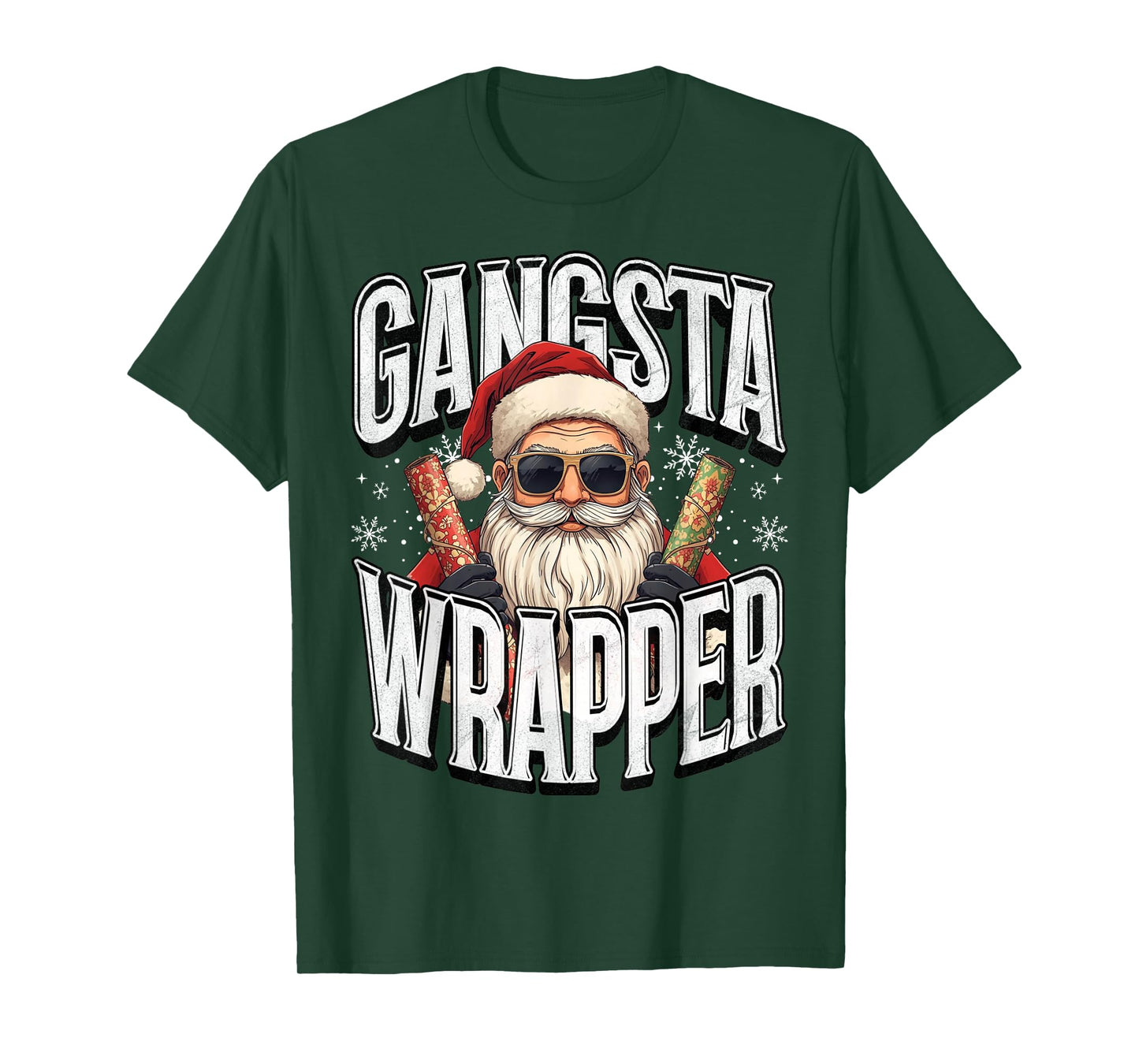 Santa Claus Gangsta Wrapper Funny Christmas Xmas T-Shirt