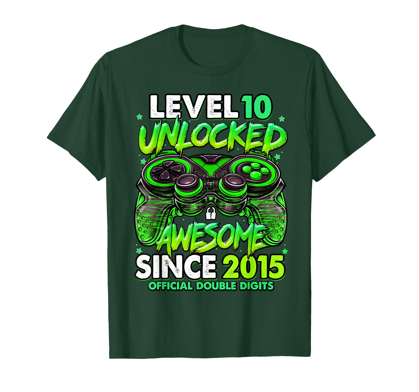 Level 10 Unlocked Awesome Since 2015 10th Birthday Gaming T-Shirt