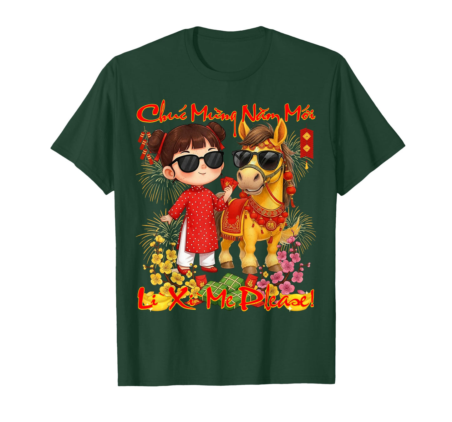 Happy TET Chuc Mung NAM Moi 2026 Li Xi Me Please Kids Girls T-Shirt