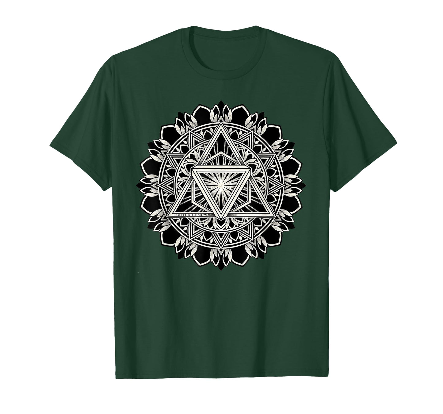 Sacred Geometry Tri-Hex Mandala Geometric Blackwork T-Shirt