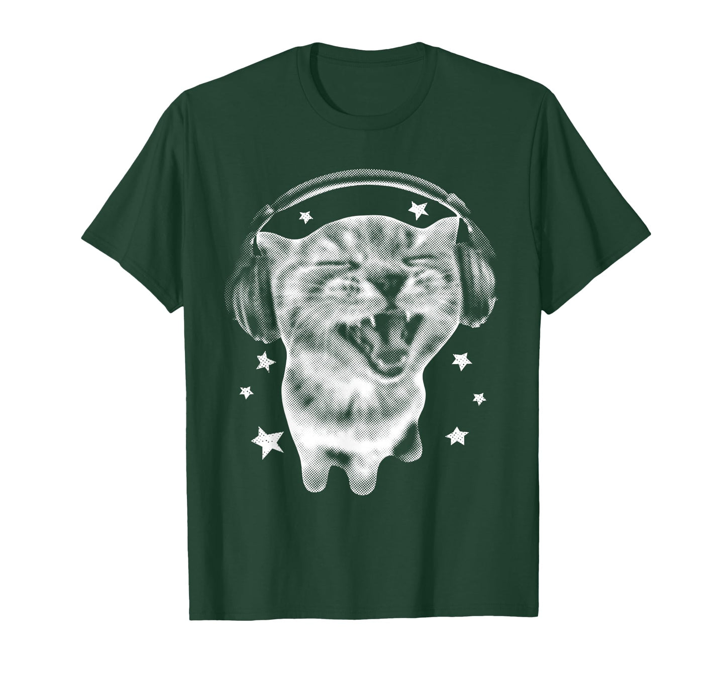 Cute Headphones Cat Funny Y2k Grunge Silly Graphic Meme T-Shirt