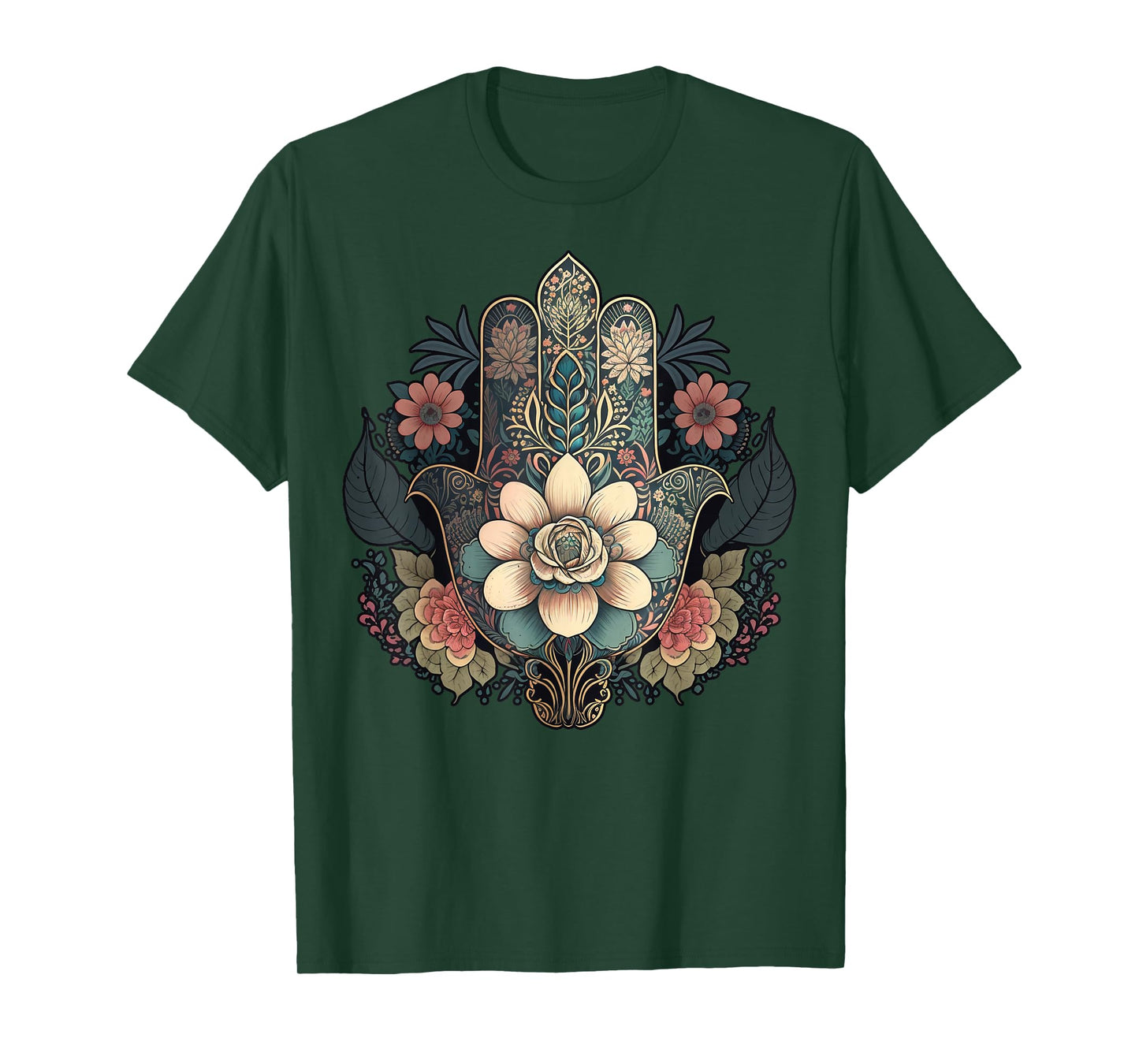 Khamsah or flower Hand of Fatima on floral Hamsa Hand T-Shirt
