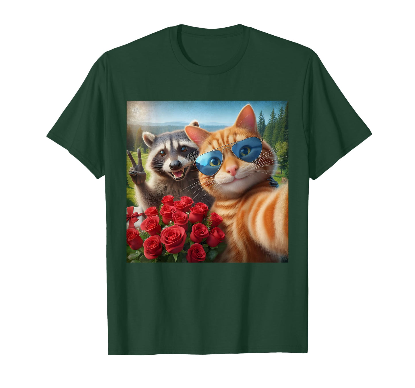 Funny Valentine Cat Raccoon Selfie Love Meme T-Shirt