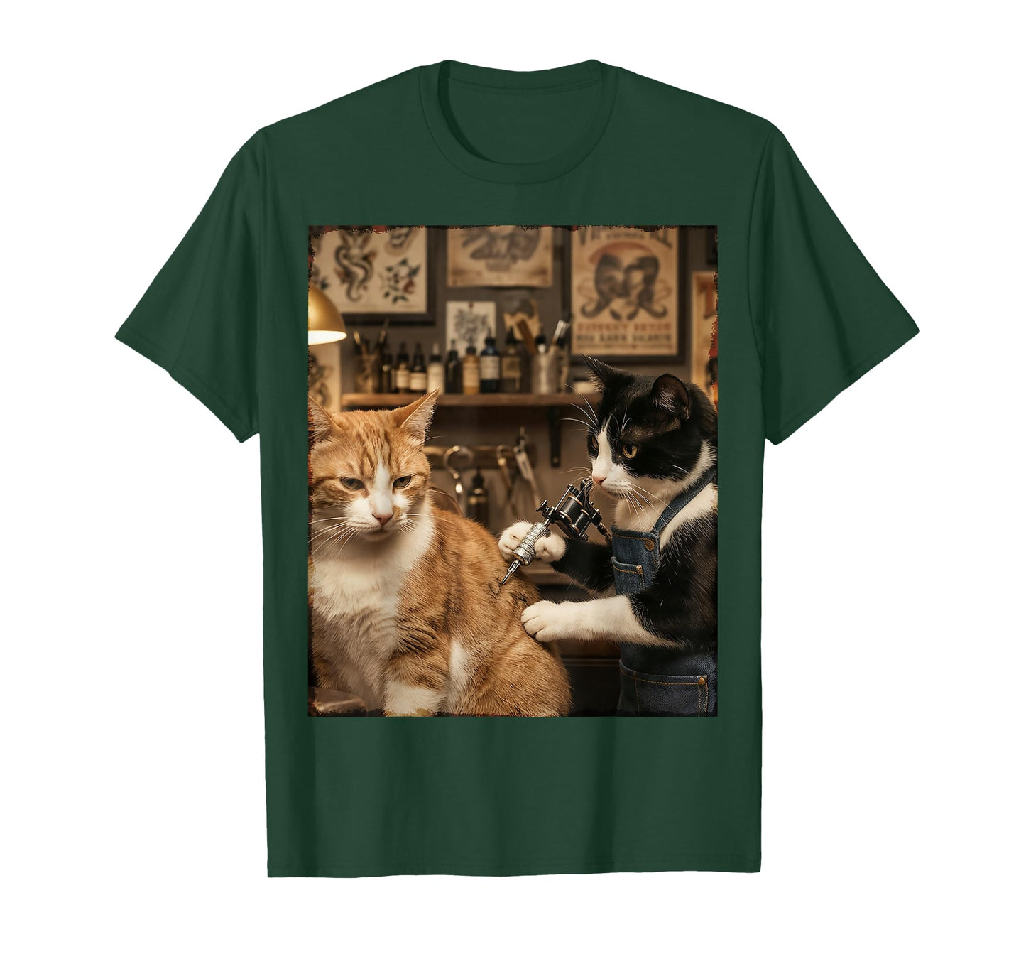 Cat Tattooing Cat Funny Meme Inked Kitty Humor Tattoo Artist T-Shirt