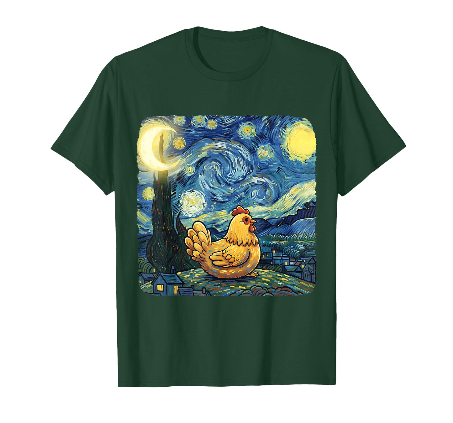 Chicken Owner Van Gogh Starry Funny Night Cute Farm Lover T-Shirt