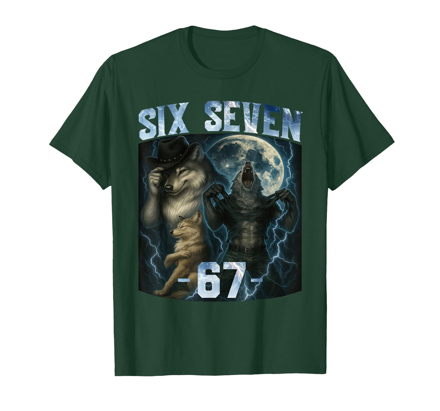 67 Alpha Wolf Meme Funny Graphic Tee Six Seven Humor Gen Z T-Shirt