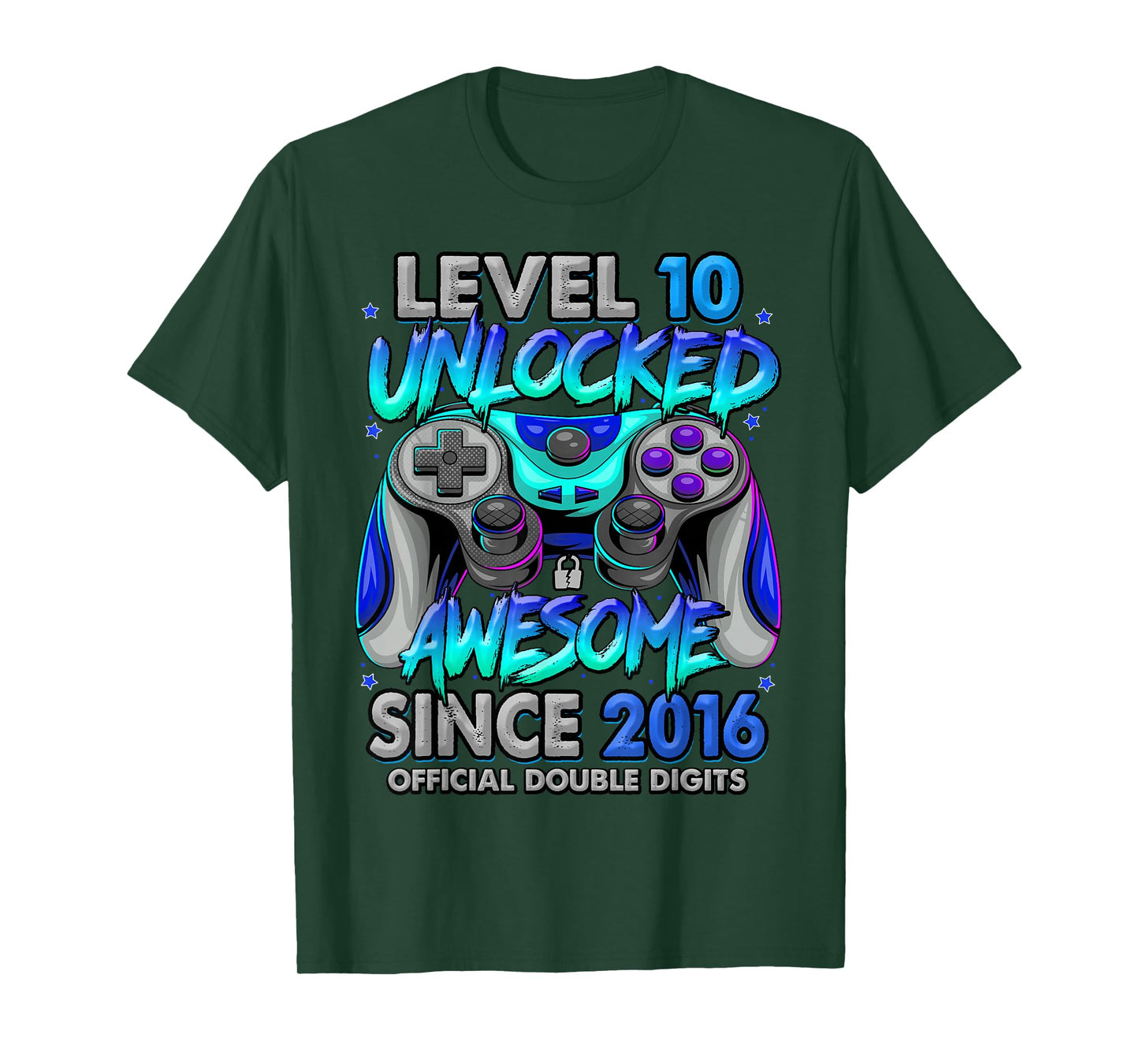 Level 10 Unlocked Awesome Since 2016 10th Birthday Gaming T-Shirt