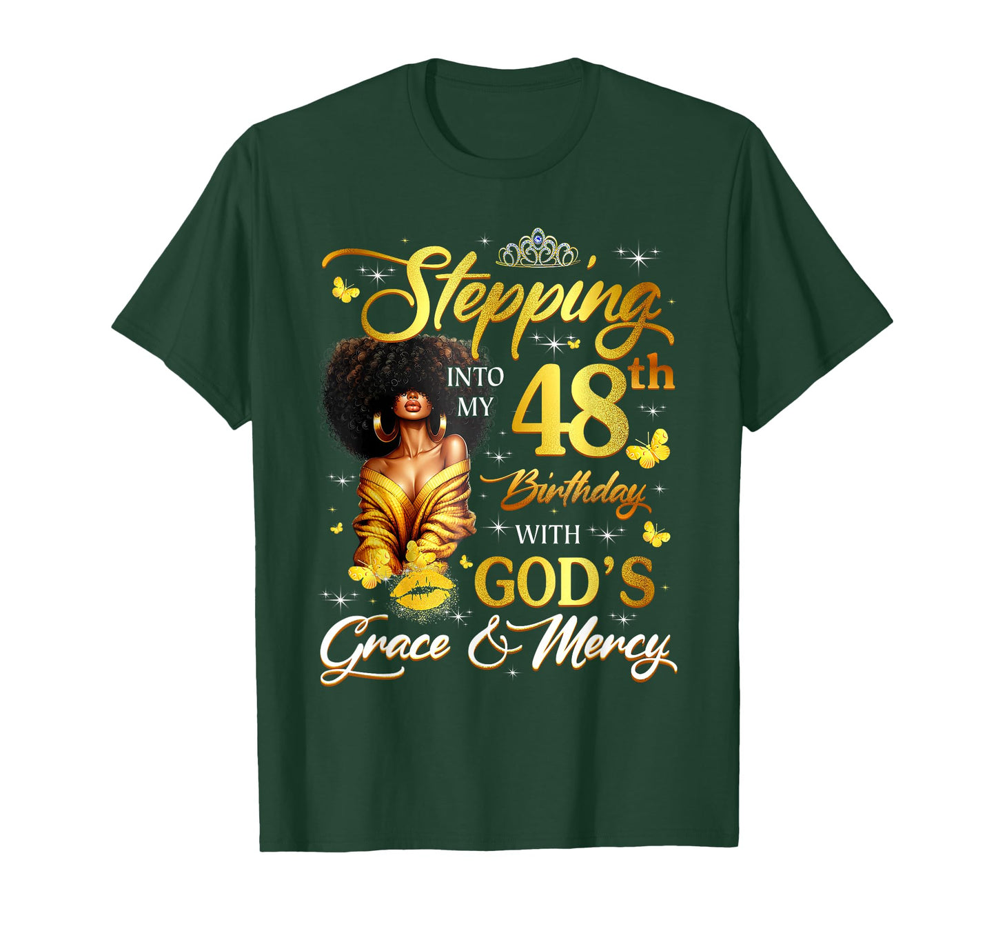 Stepping Into My 48th Birthday Black Queen Bday T-Shirt
