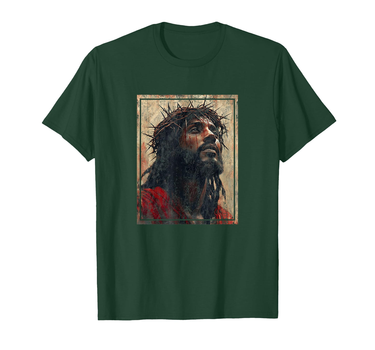 Black Jesus Face Of Jesus Cross With Crown Of Thorns T-Shirt
