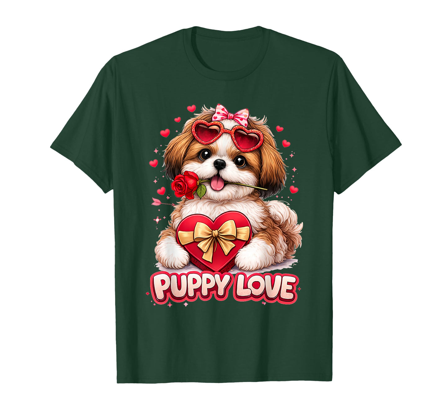 Valentine Shih Tzu Dog Cute Puppy Romance T-Shirt