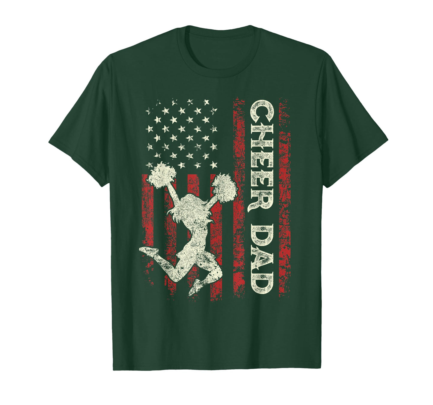 Cheer Dad US Flag Dad Men Patriotic Cheerleader Fathers Day T-Shirt