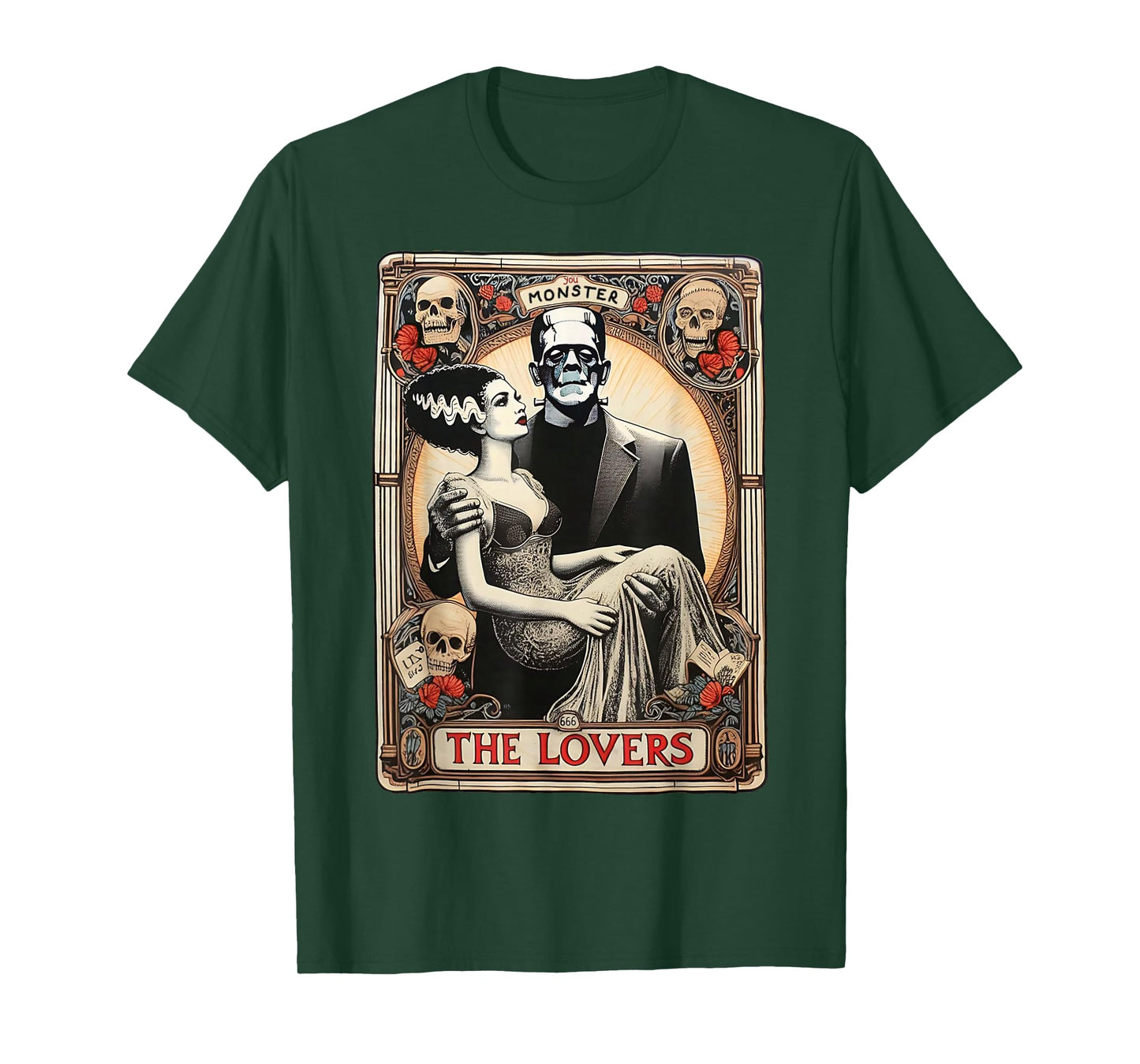 The Monster Frankenstein And Bride The Lovers Tarot Card T-Shirt