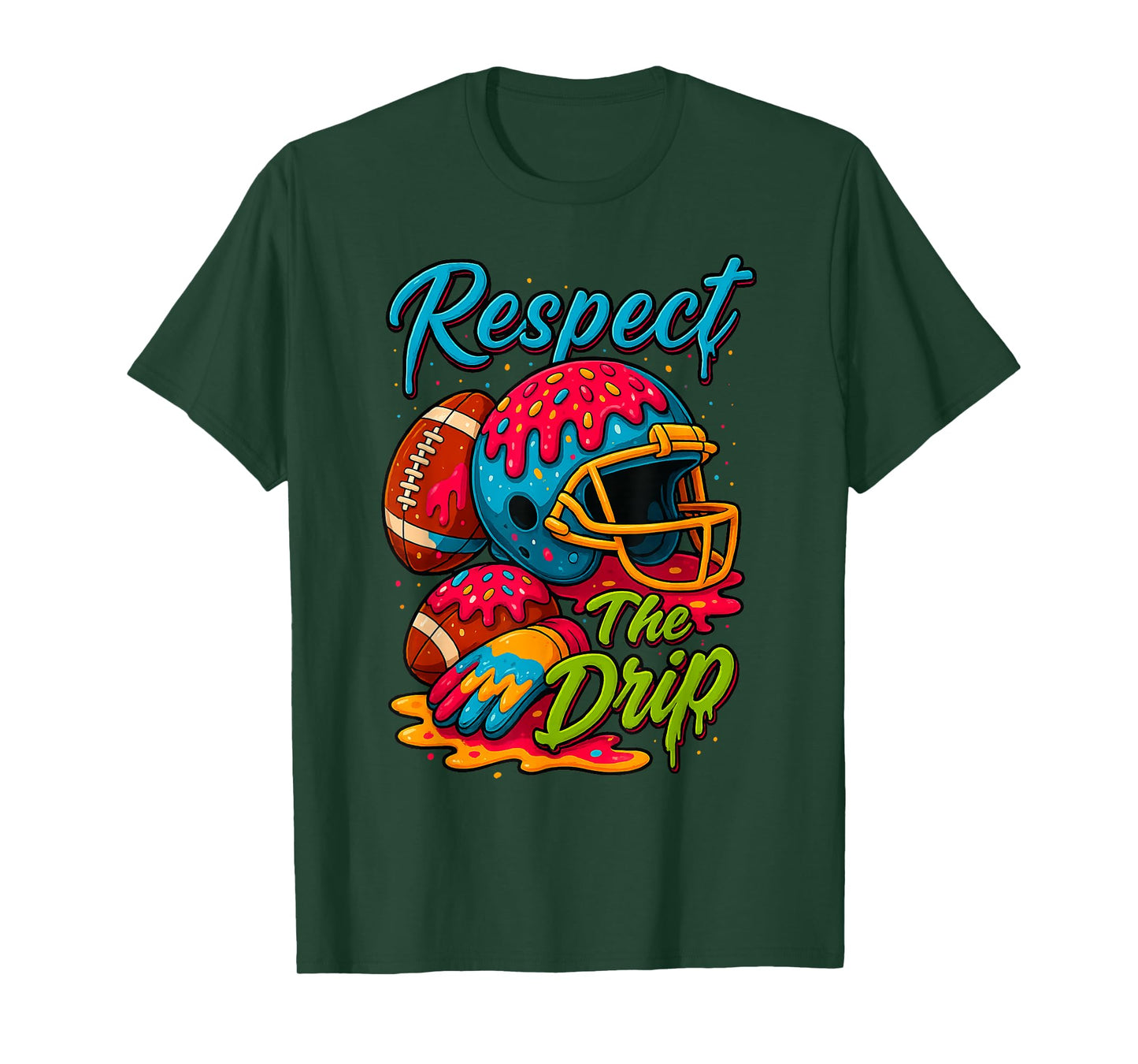 Football Drip Boys Football Ice Cream Sprinkle Respect Drip T-Shirt