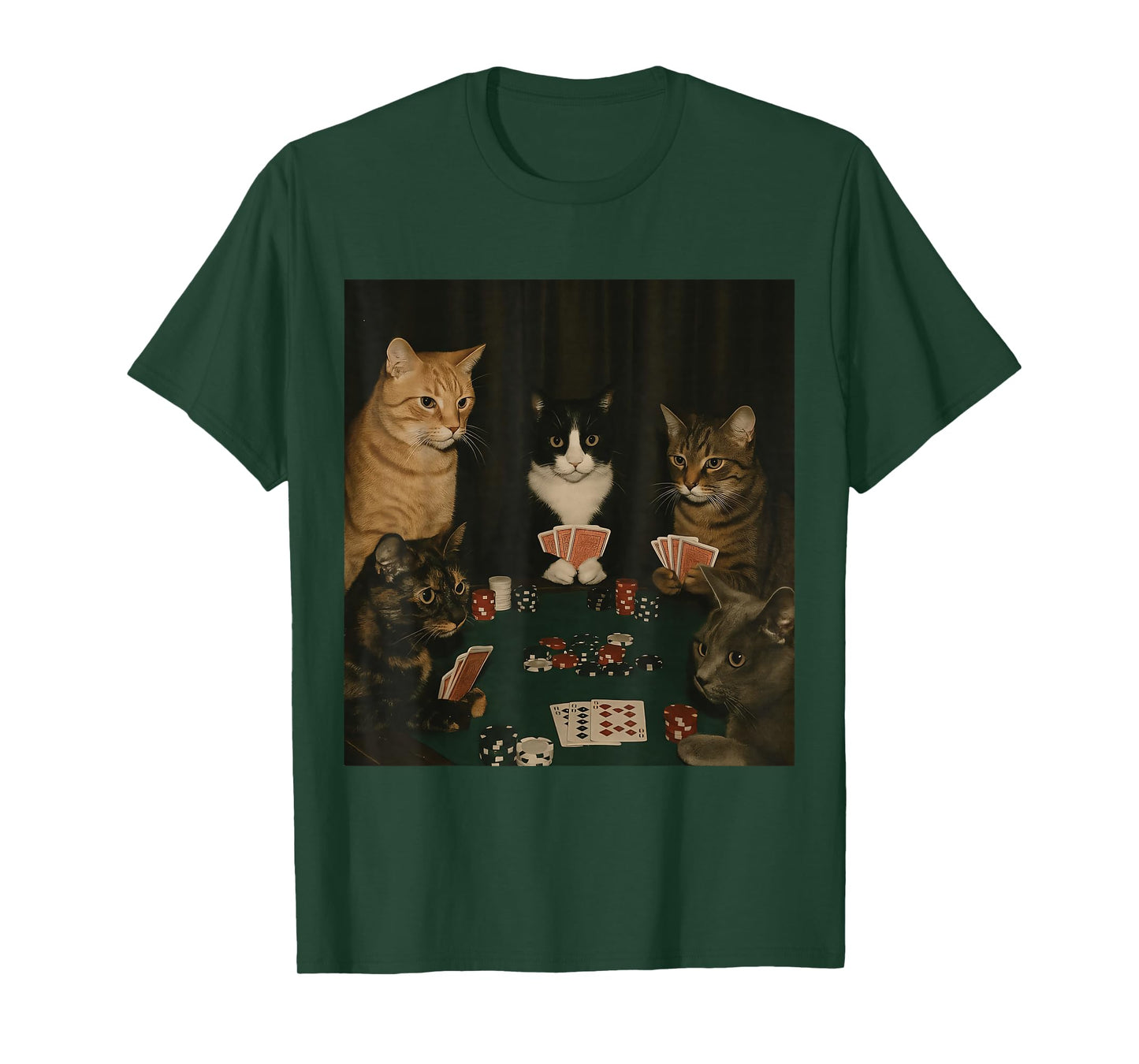 Vintage Cats Playing Poker Kitty Meme Cute Cat Lover Graphic T-Shirt