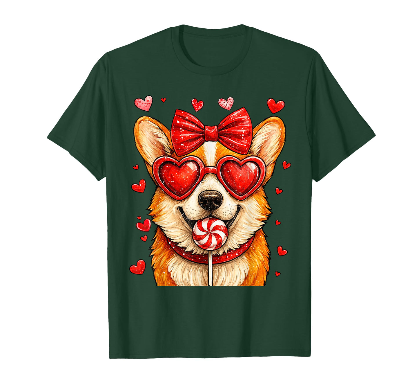 Cute Corgi Valentine Heart Candy Valentines Day Girls Kids T-Shirt