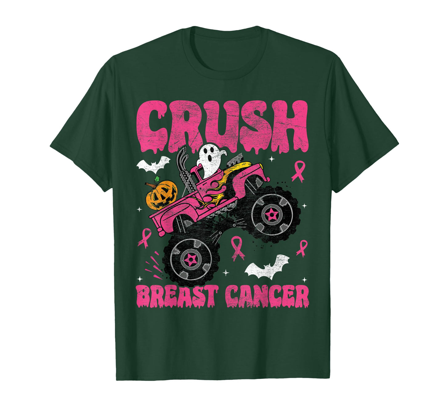 Crush Breast Cancer Awareness Monster Truck Halloween kids T-Shirt