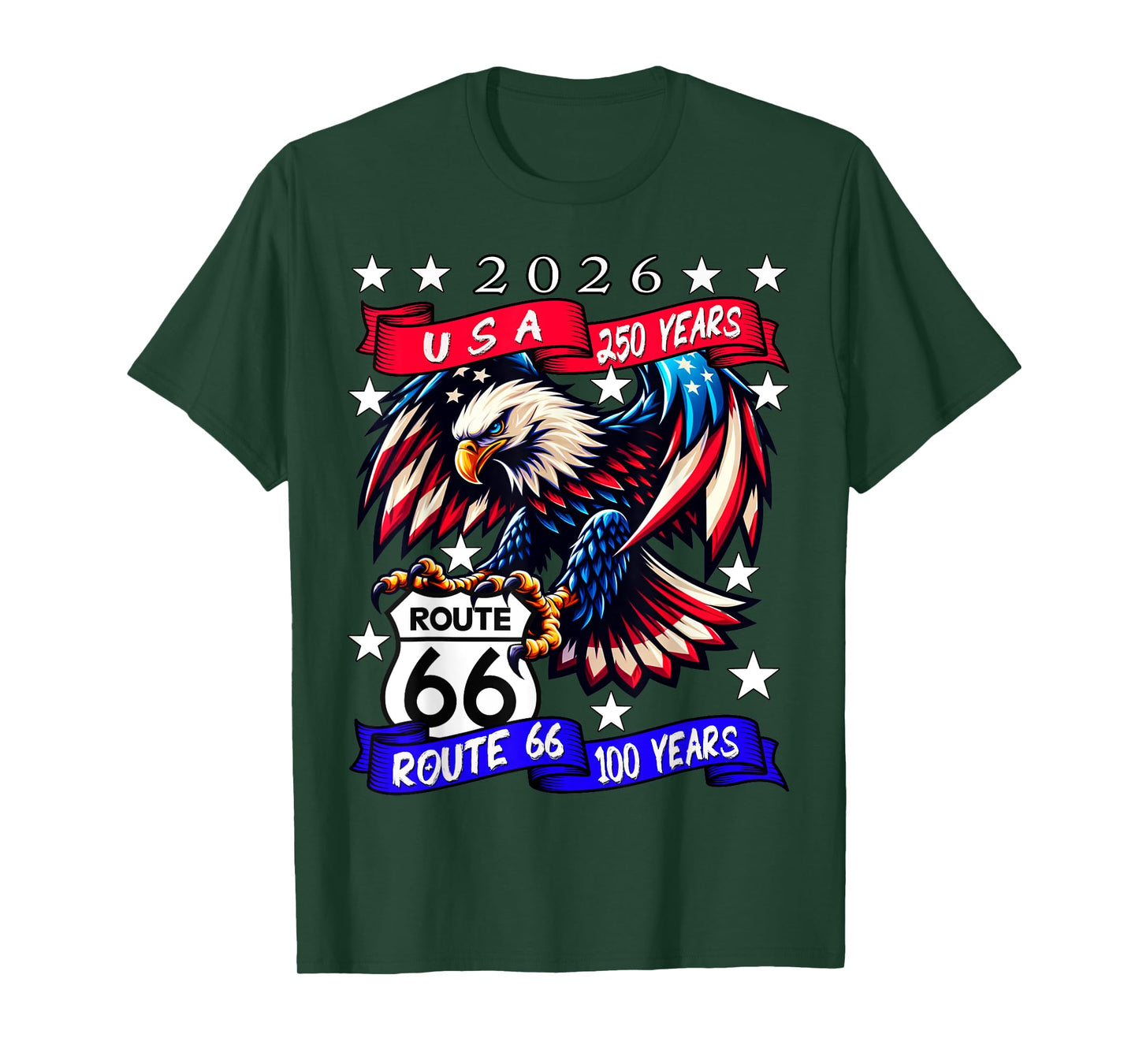 USA 250 Route 66 100 Years Eagle Anniversary Celebration T-Shirt
