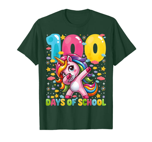 100 Days of School Unicorn Girls Teacher 100th Day of School T-Shirt
