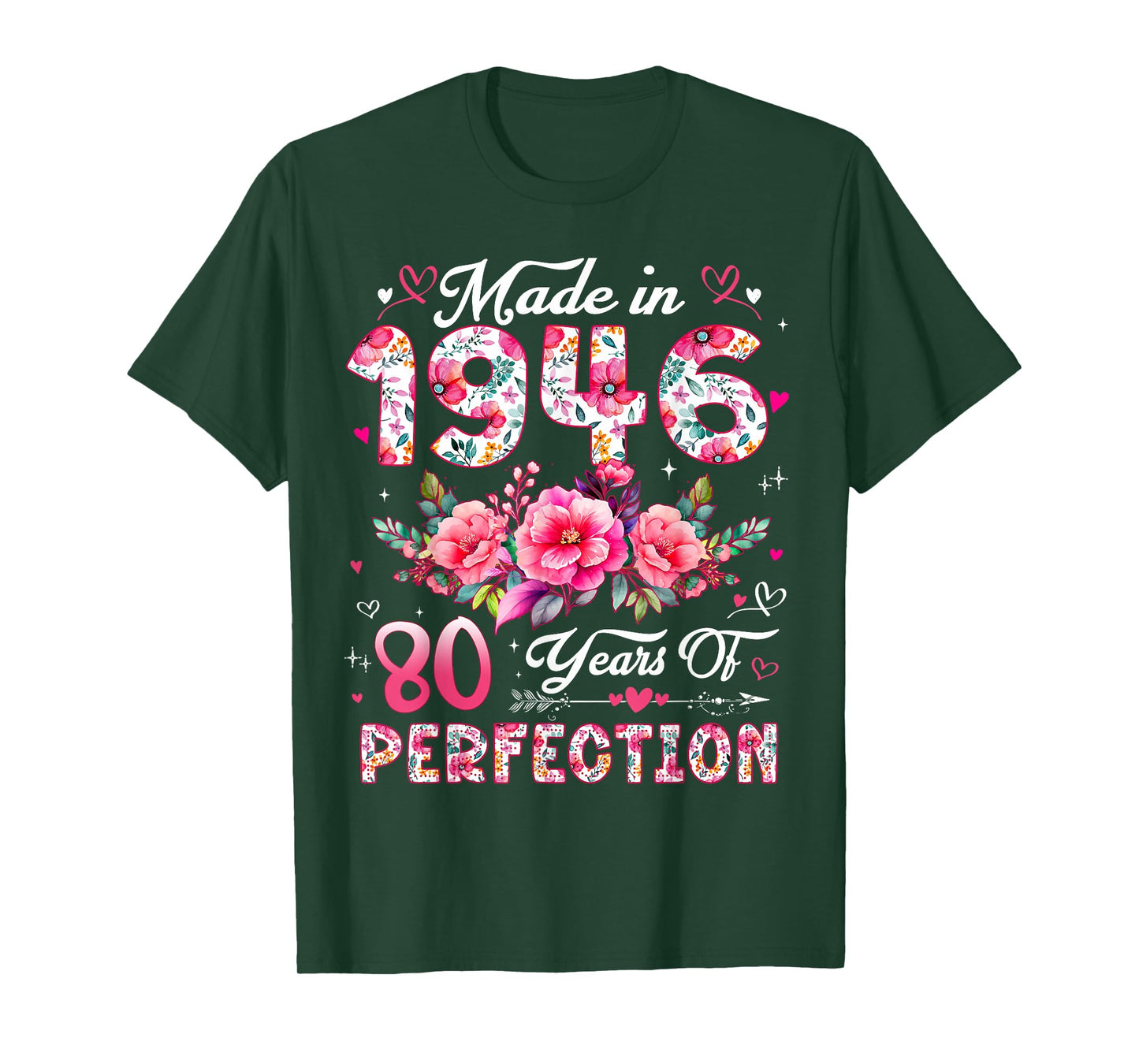 80 Year Old Made in 1946 Floral 80th Birthday Women T-Shirt