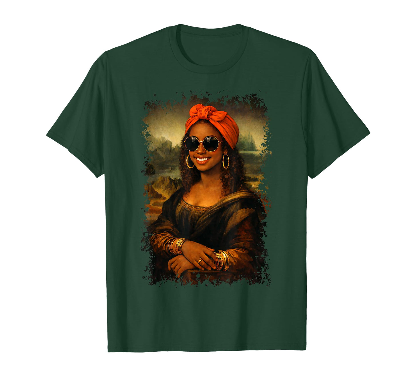 Black Mona Lisa African American Afro Black History Month T-Shirt