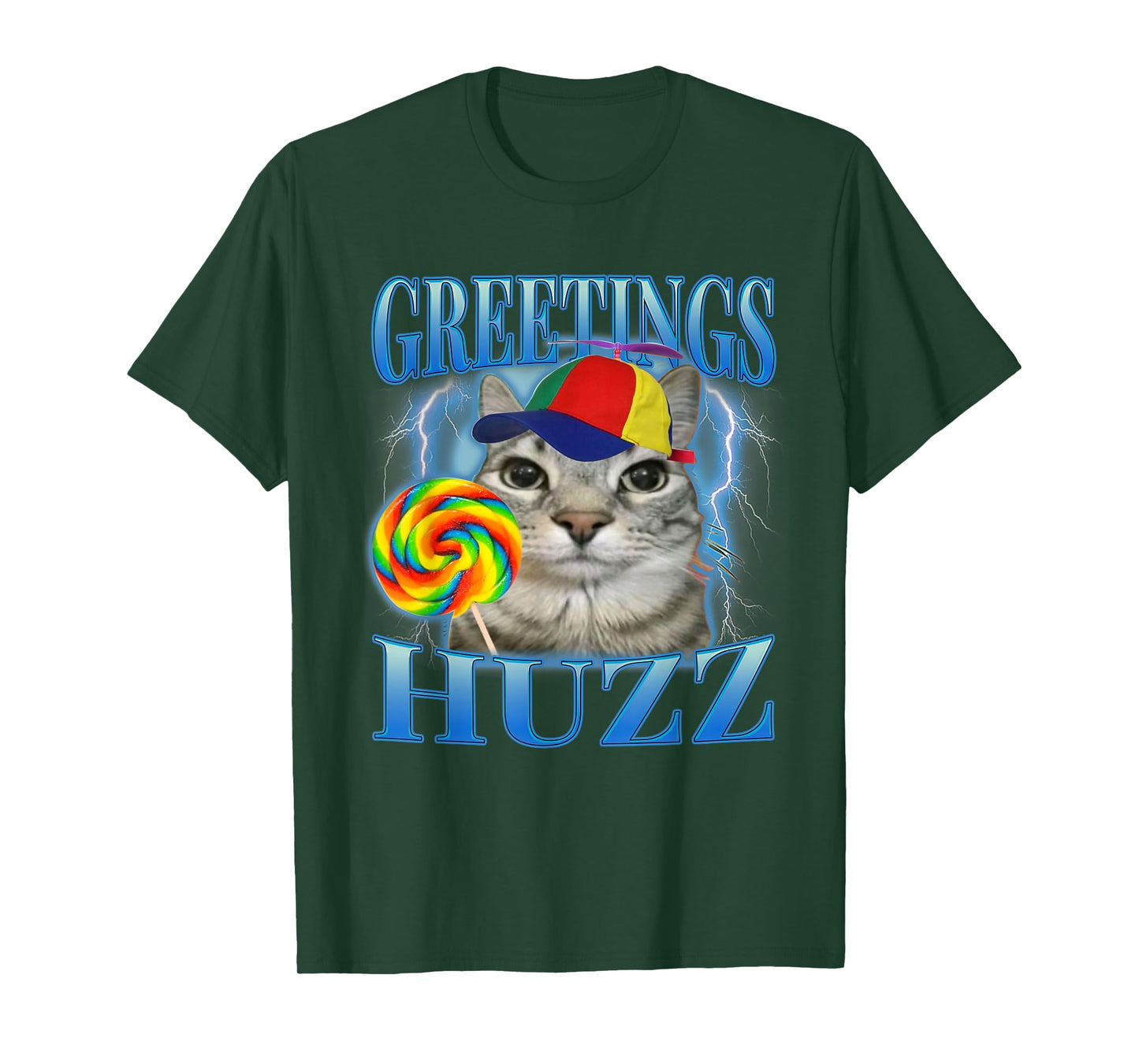 Lollipop Cat Meme Greetings Huzz Funny Silly Cats Humor T-Shirt