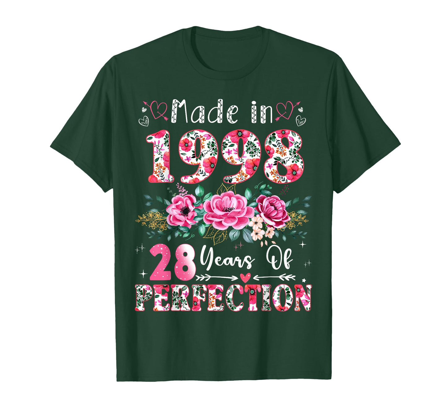 28 Year Old Made in 1998 Floral 28th Birthday Women T-Shirt