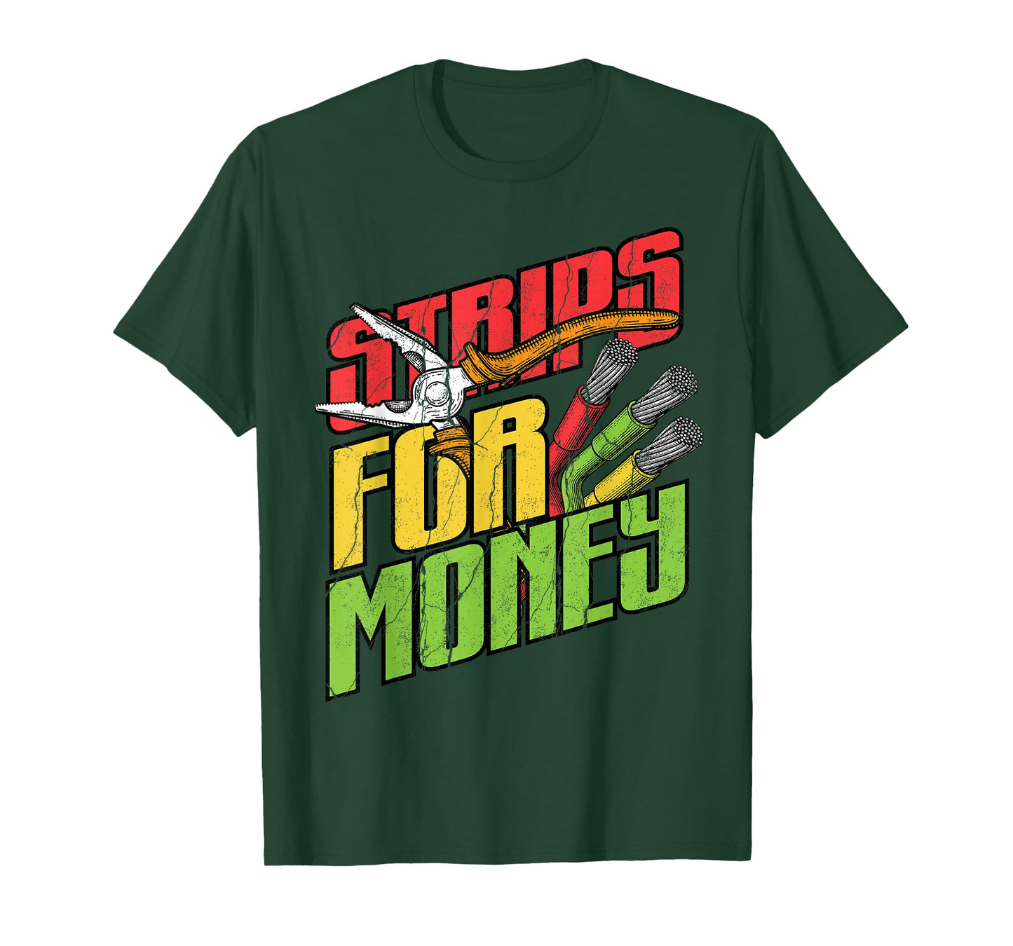 Funny Electrician Lineman Strips for Money Electrical Worker T-Shirt