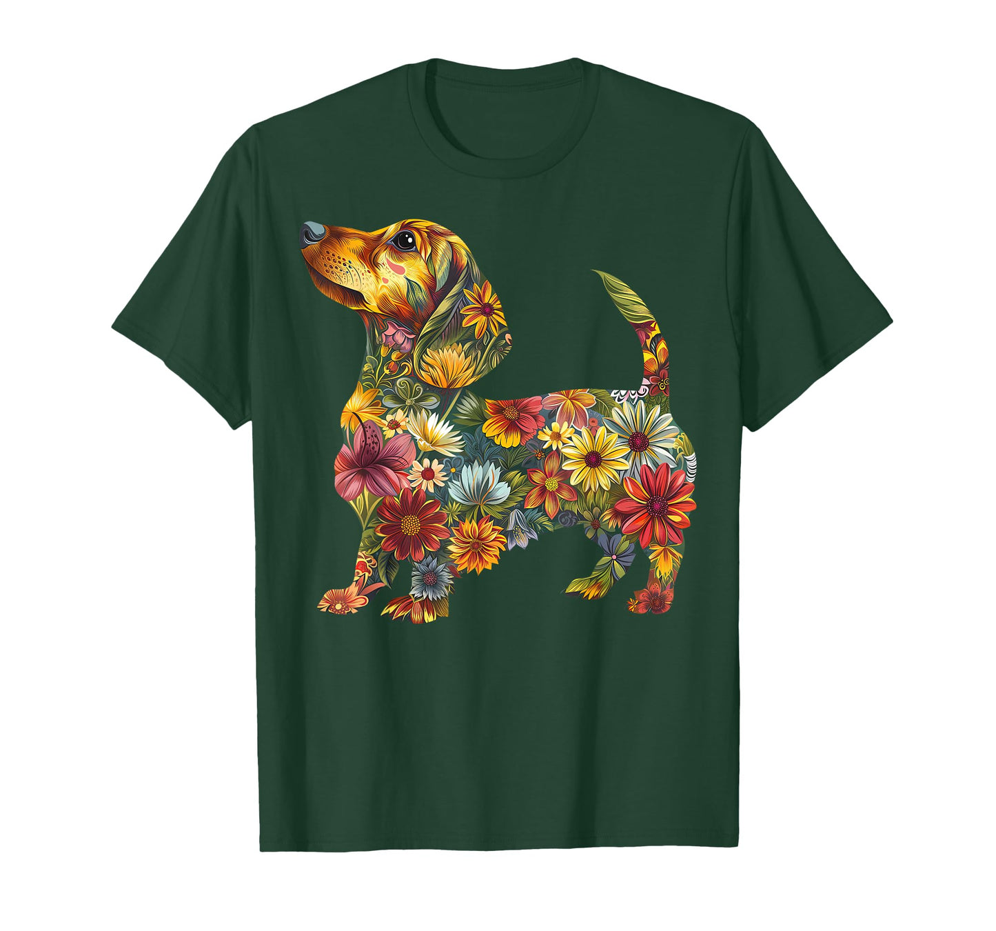Floral Dachshund Cute Pet Dog Animal Lover Doxie Mama Women T-Shirt