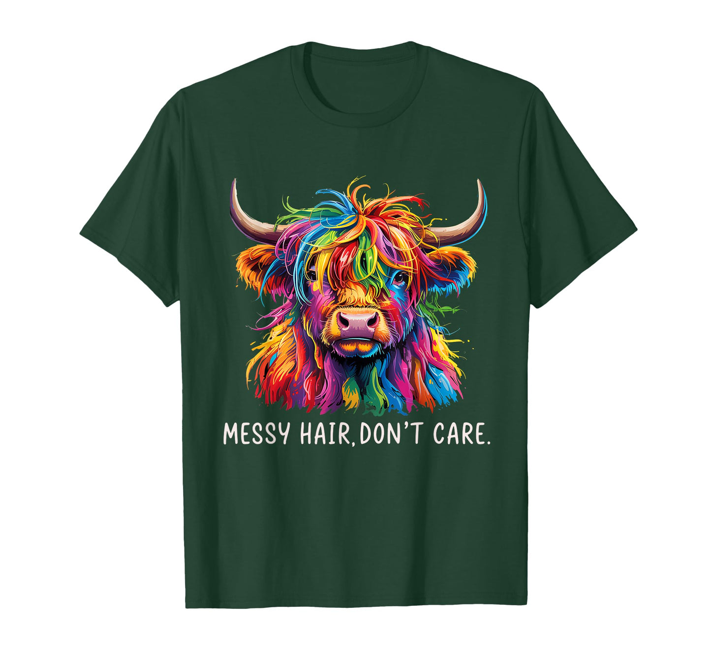 Scottish Highland Cow Messy Hair Heifer Country Farmer Girls T-Shirt