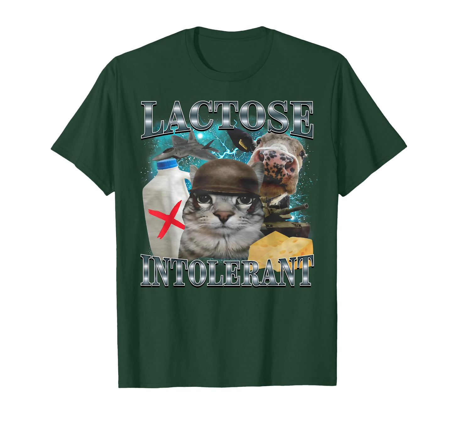 Lactose Intolerant Silly Cat Meme Funny Saying Cats Animals T-Shirt