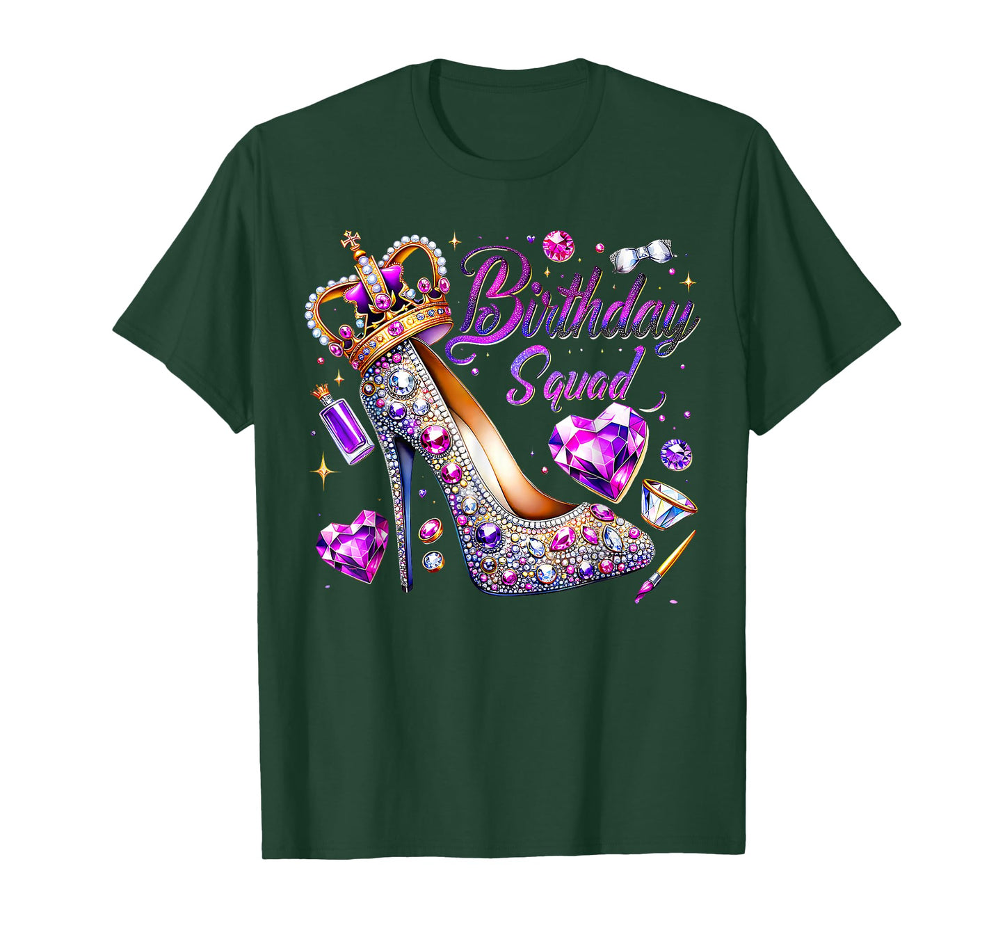 Birthday Squad Diva Squad Crown Hearts Birthday Women Girls T-Shirt
