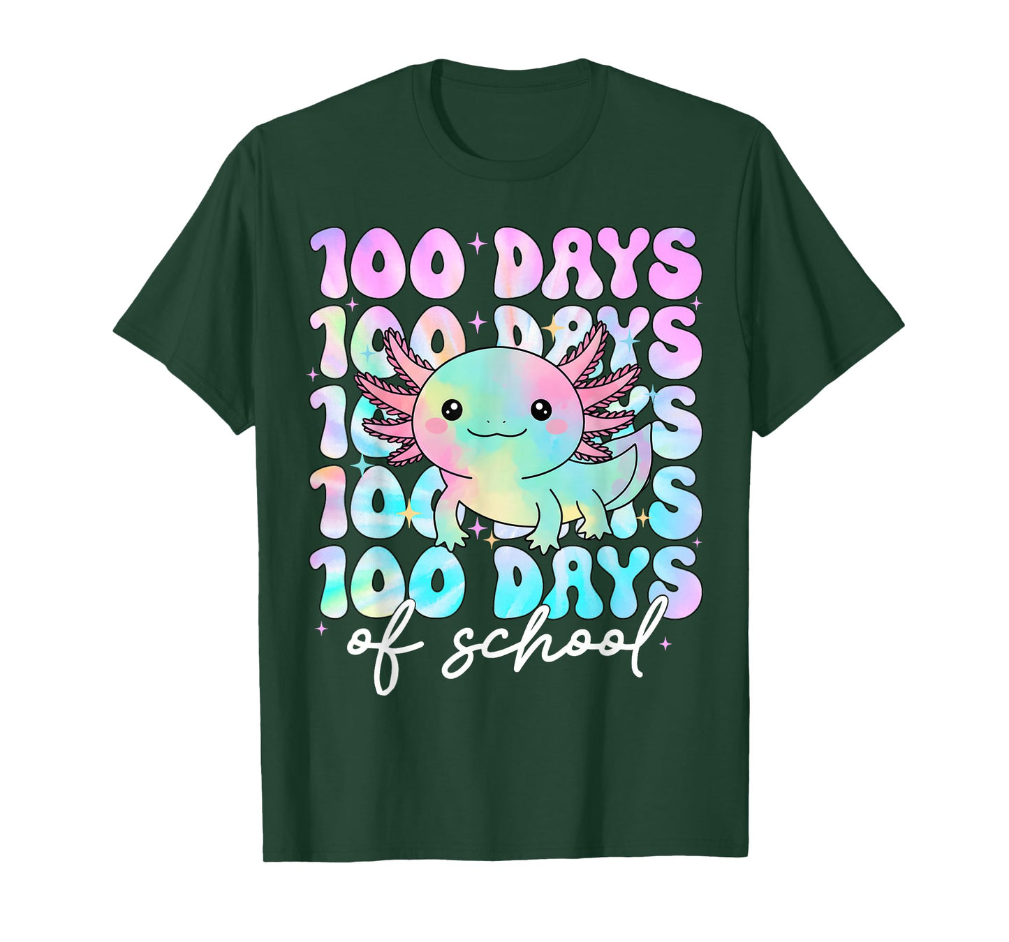 100 Days of School Axolotl Girls 100th Day of School Teacher T-Shirt