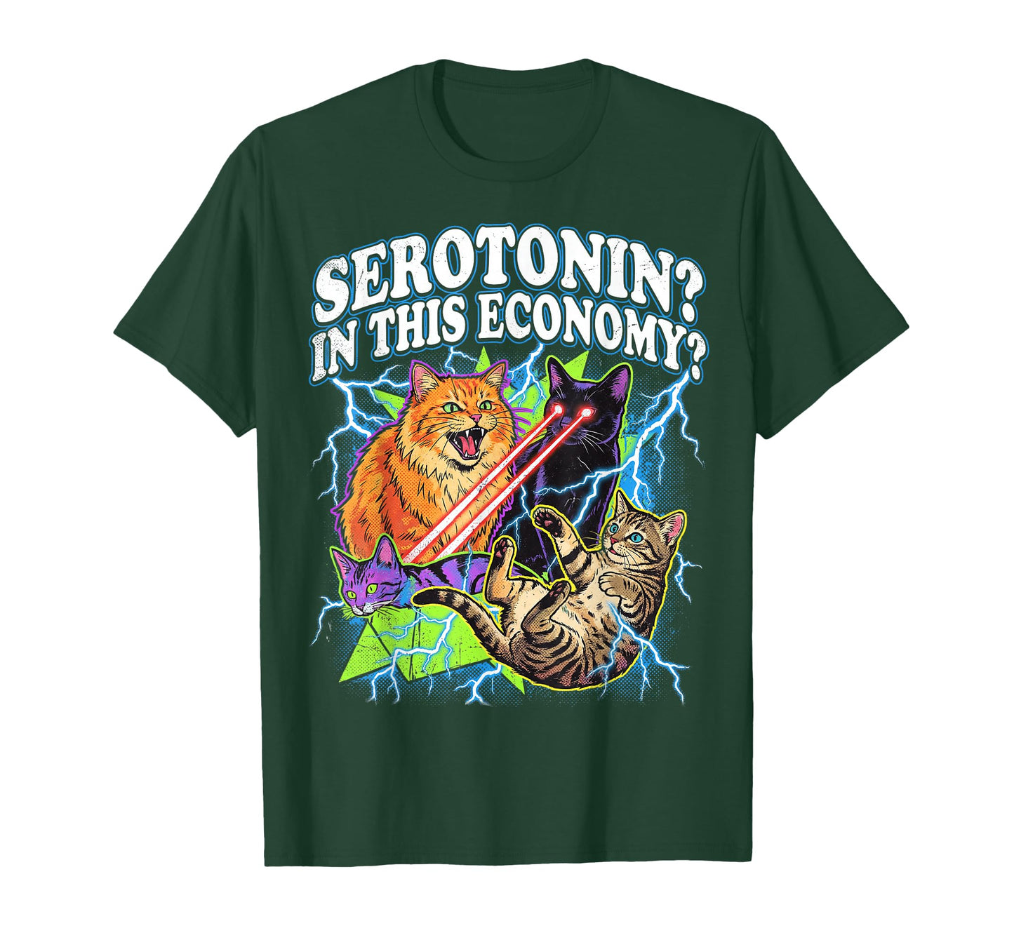Funny Cat Meme Serotonin in This Economy Sarcastic Design T-Shirt