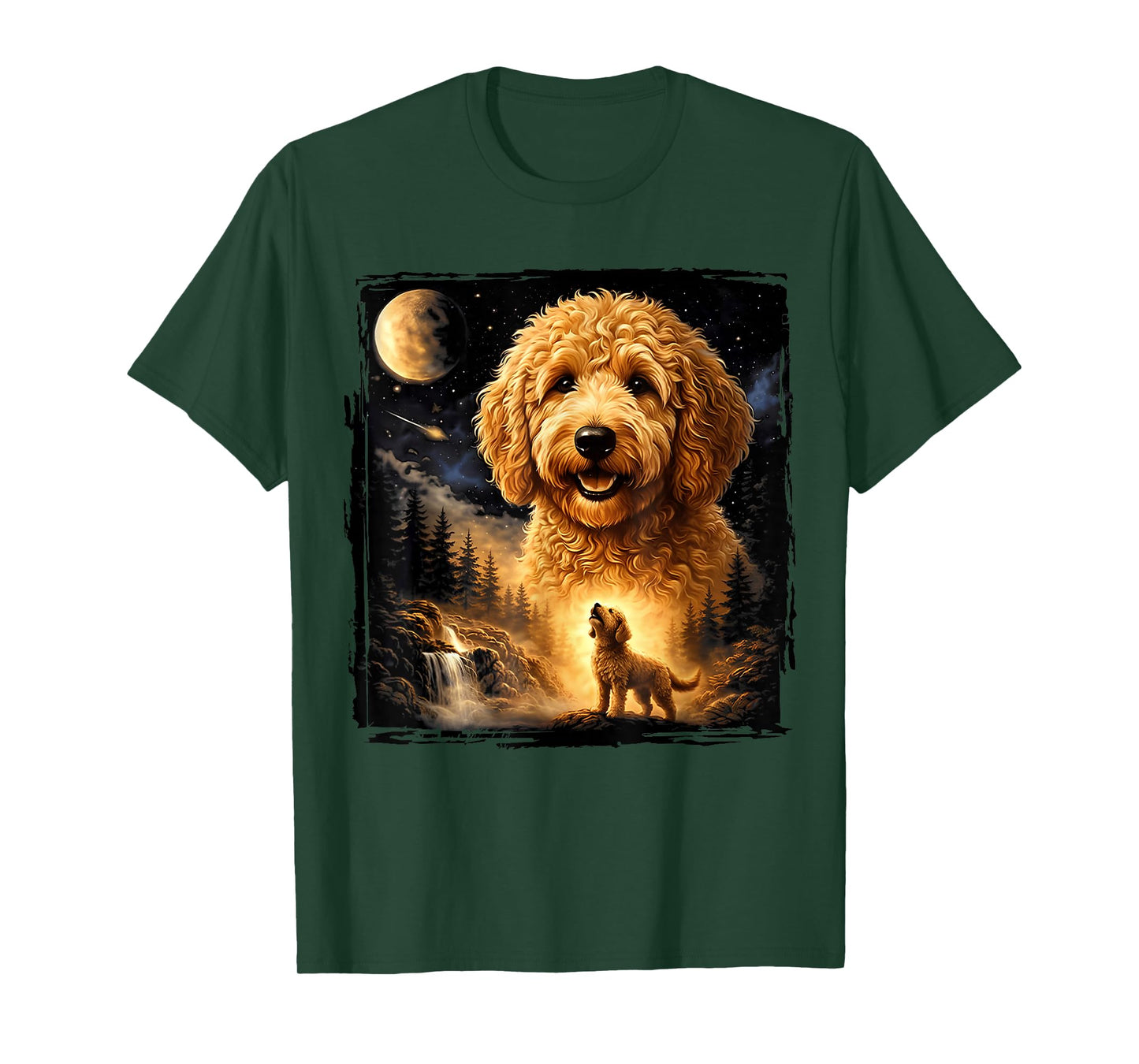Vintage 90s Goldendoodle Howling at The Moon Goldendoodle T-Shirt