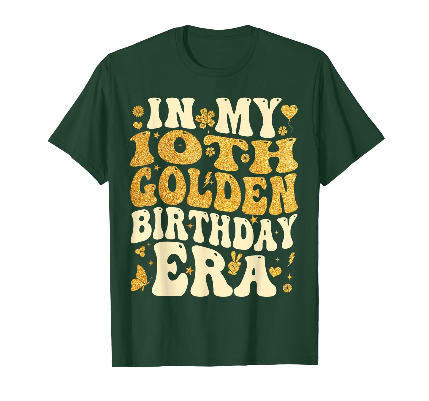 in My 10th Golden Birthday Era Girl Women Men Kids Groovy T-Shirt
