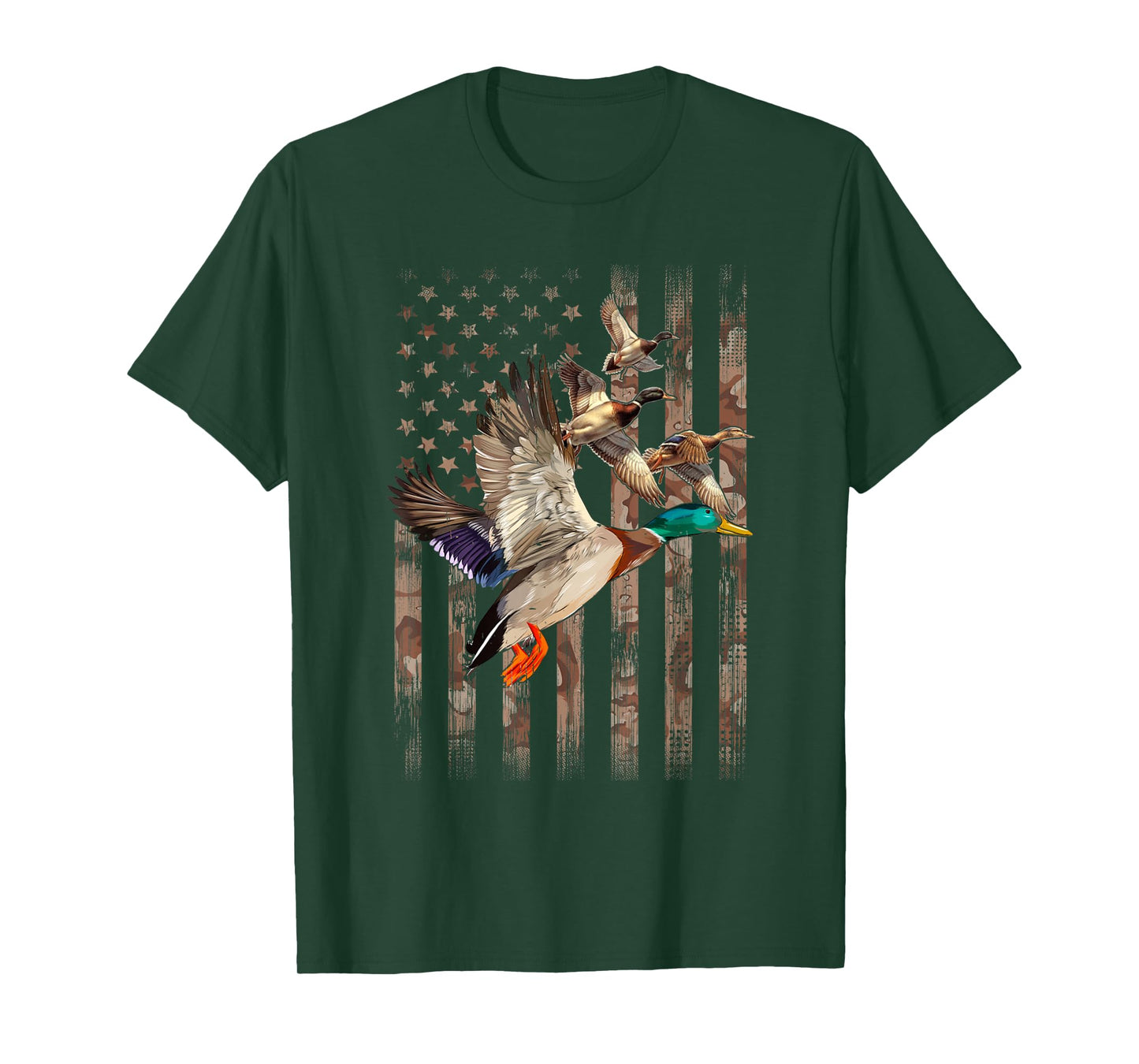 Duck Hunter American Flag Waterfowl Hunting Camouflage Men T-Shirt
