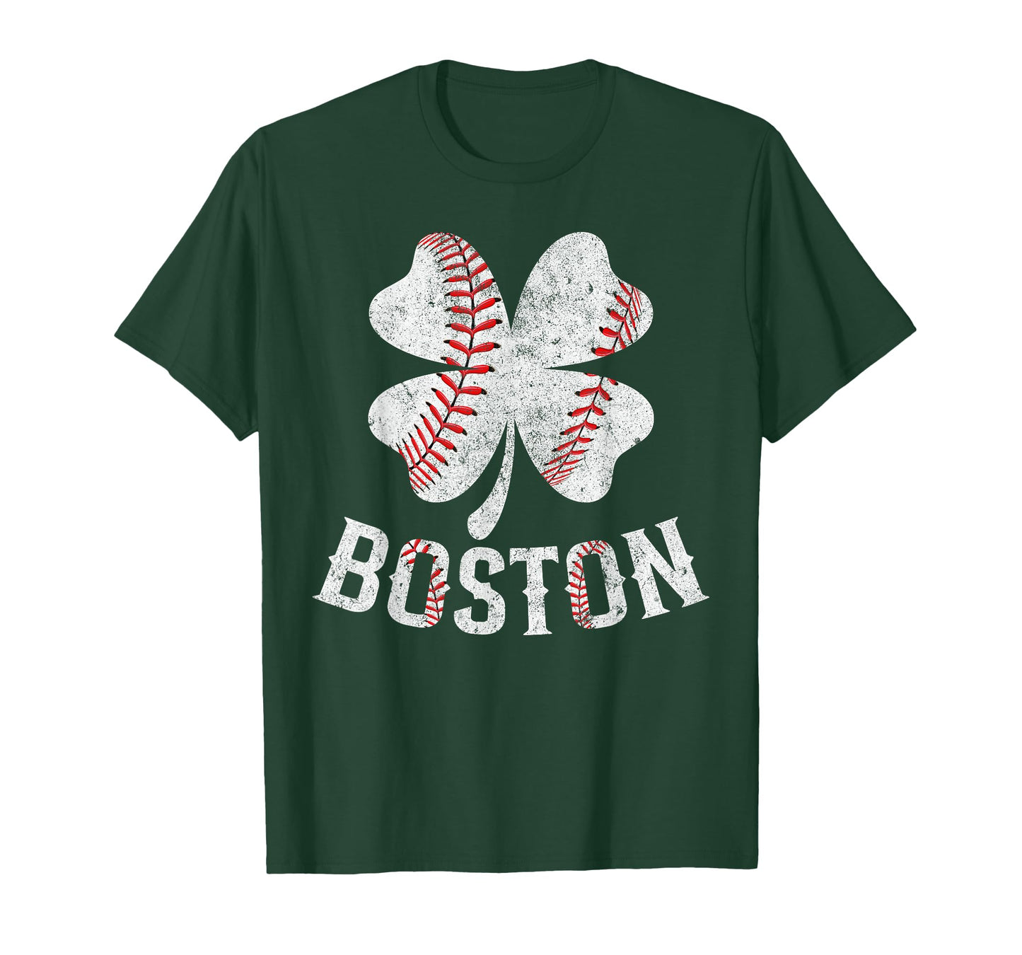 Baseball Shamrock Lucky Clover Boston St Patrick's Day T-Shirt