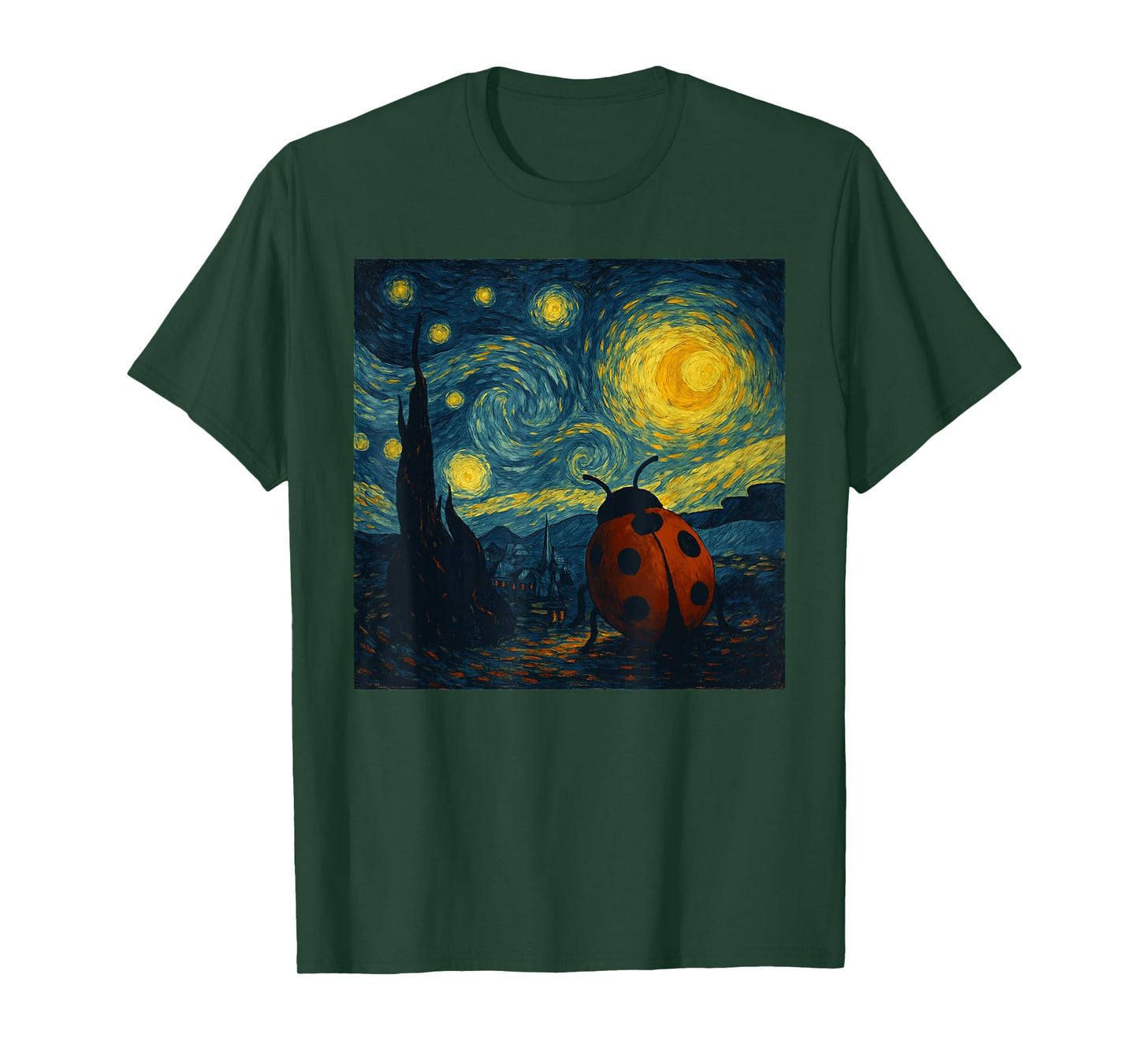 Starry Night Van Gogh Ladybug Funny Graphic T-Shirt