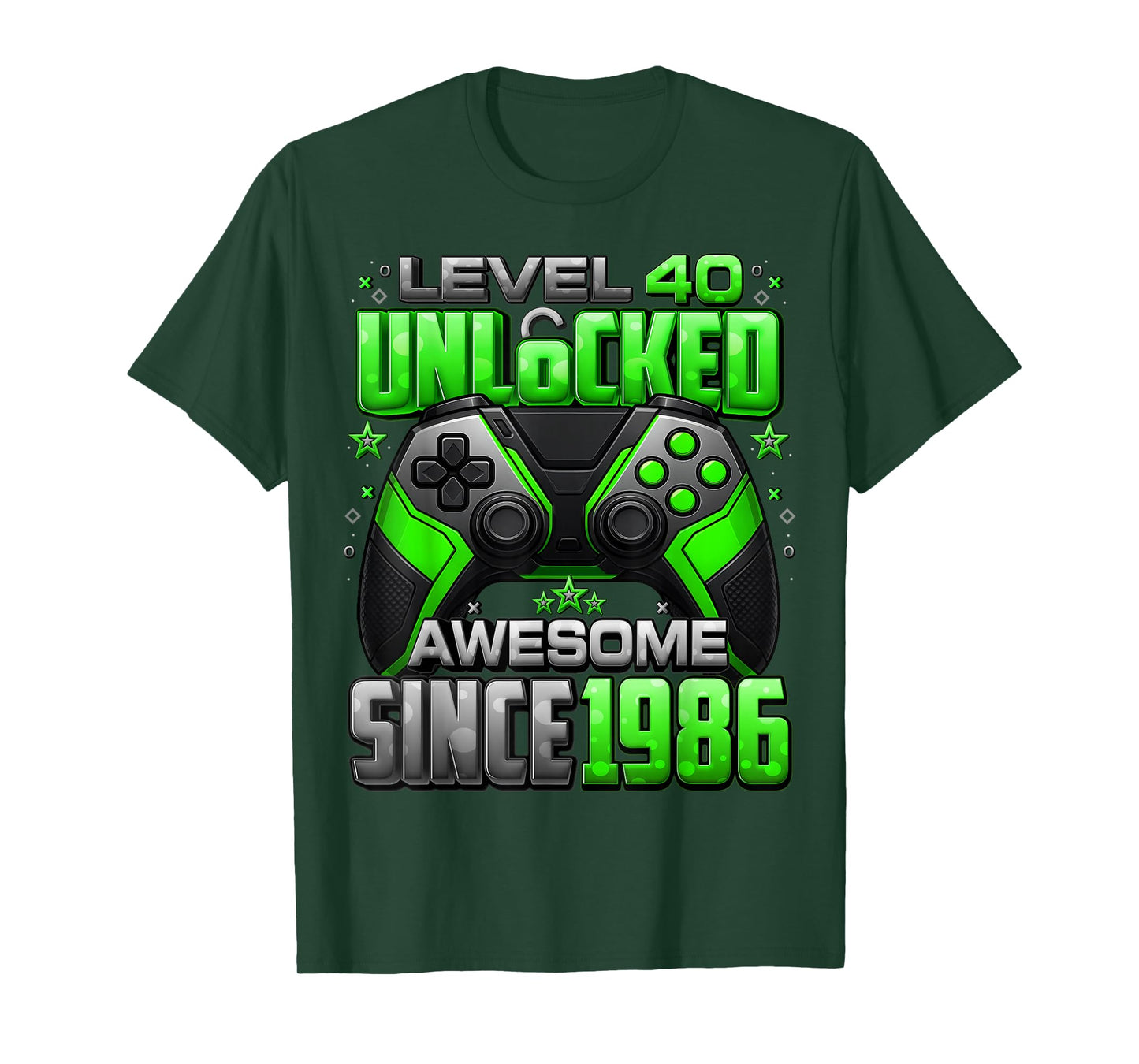 Level 40 Unlocked Awesome Since 1986 40th Birthday Gaming T-Shirt