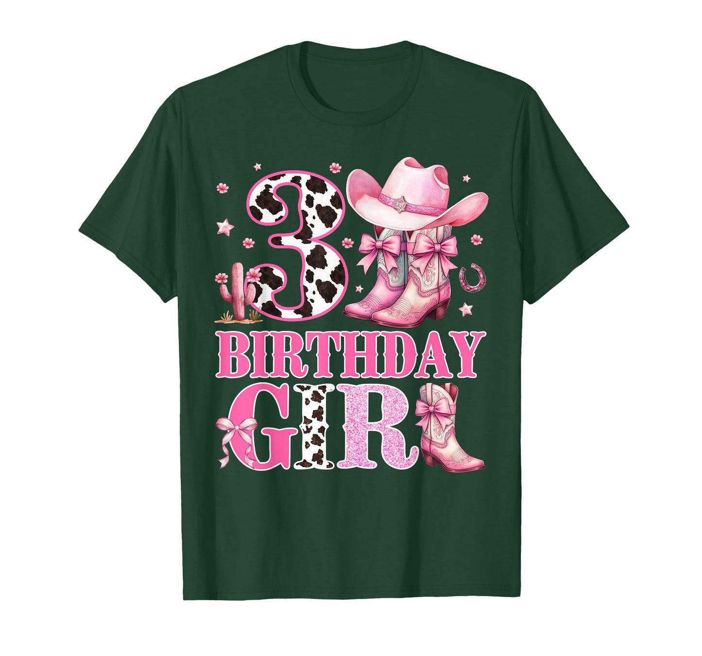 Kids 3rd Birthday Girl Rodeo Western Cowgirl Birthday Party T-Shirt