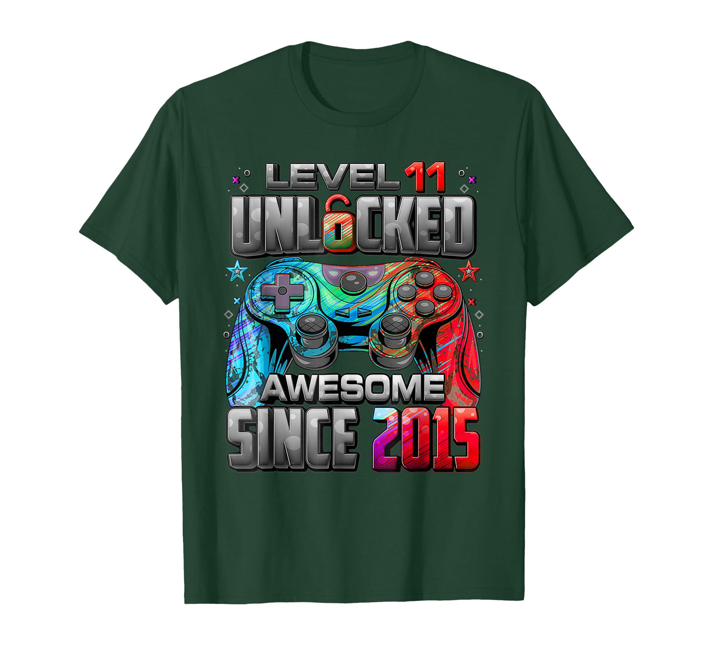 Level 11 Unlocked Awesome Since 2015 11th Birthday Boy Gamer T-Shirt