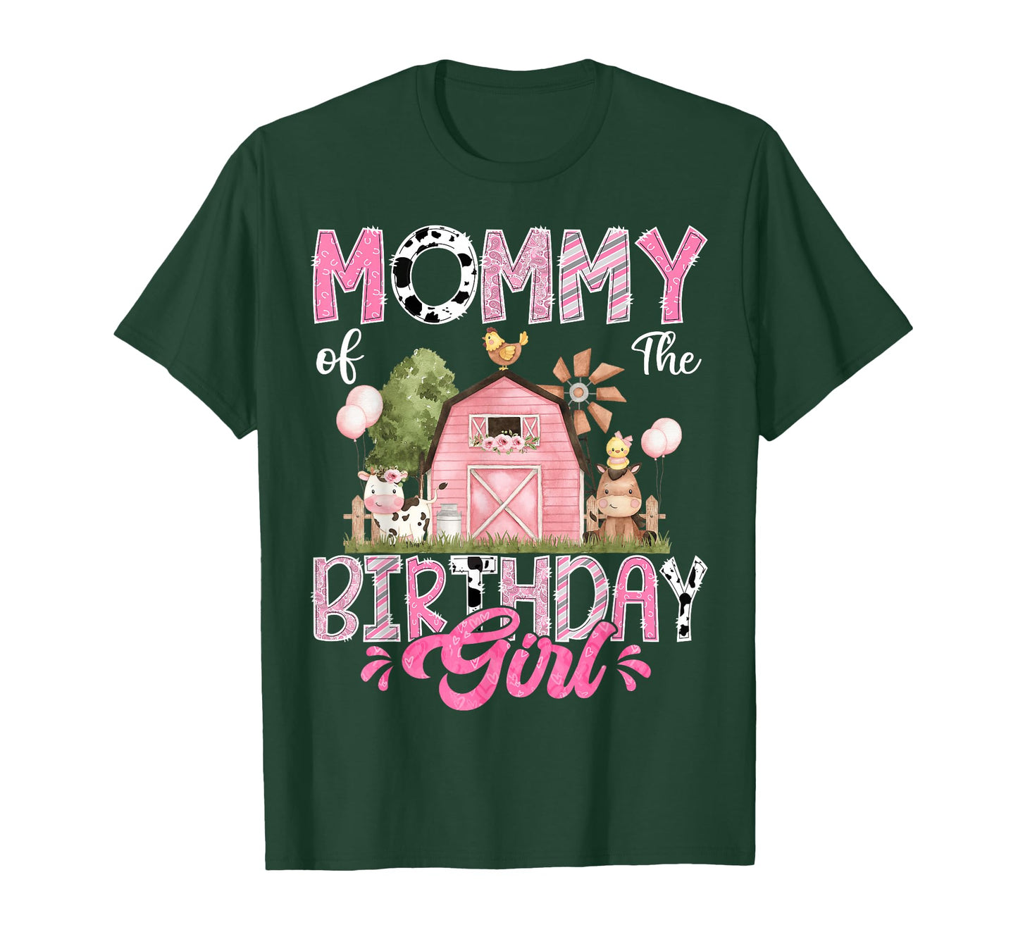 Mommy Of The Birthday Girl 1St Birthday Pink Cow Farm T-Shirt