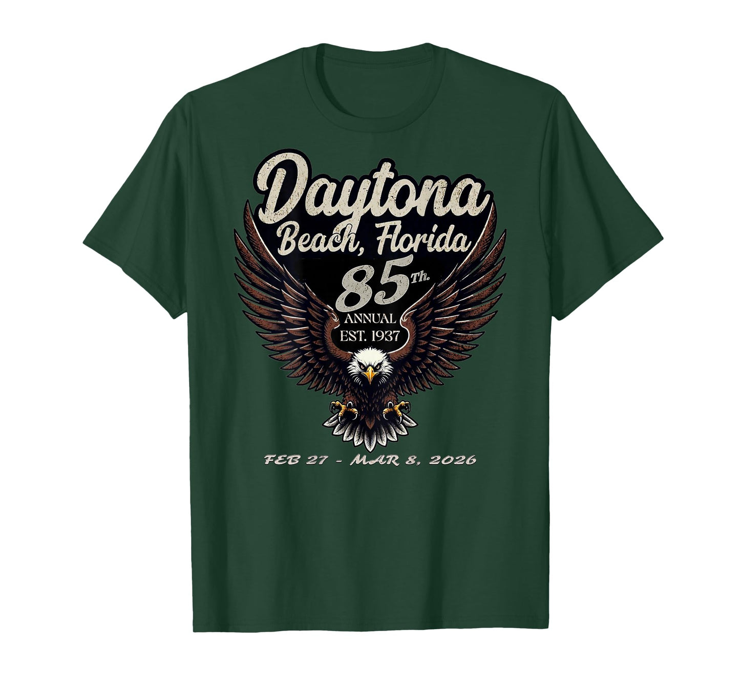 2026 Daytona Beach, Florida, 85th Anniversary Art On Back T-Shirt