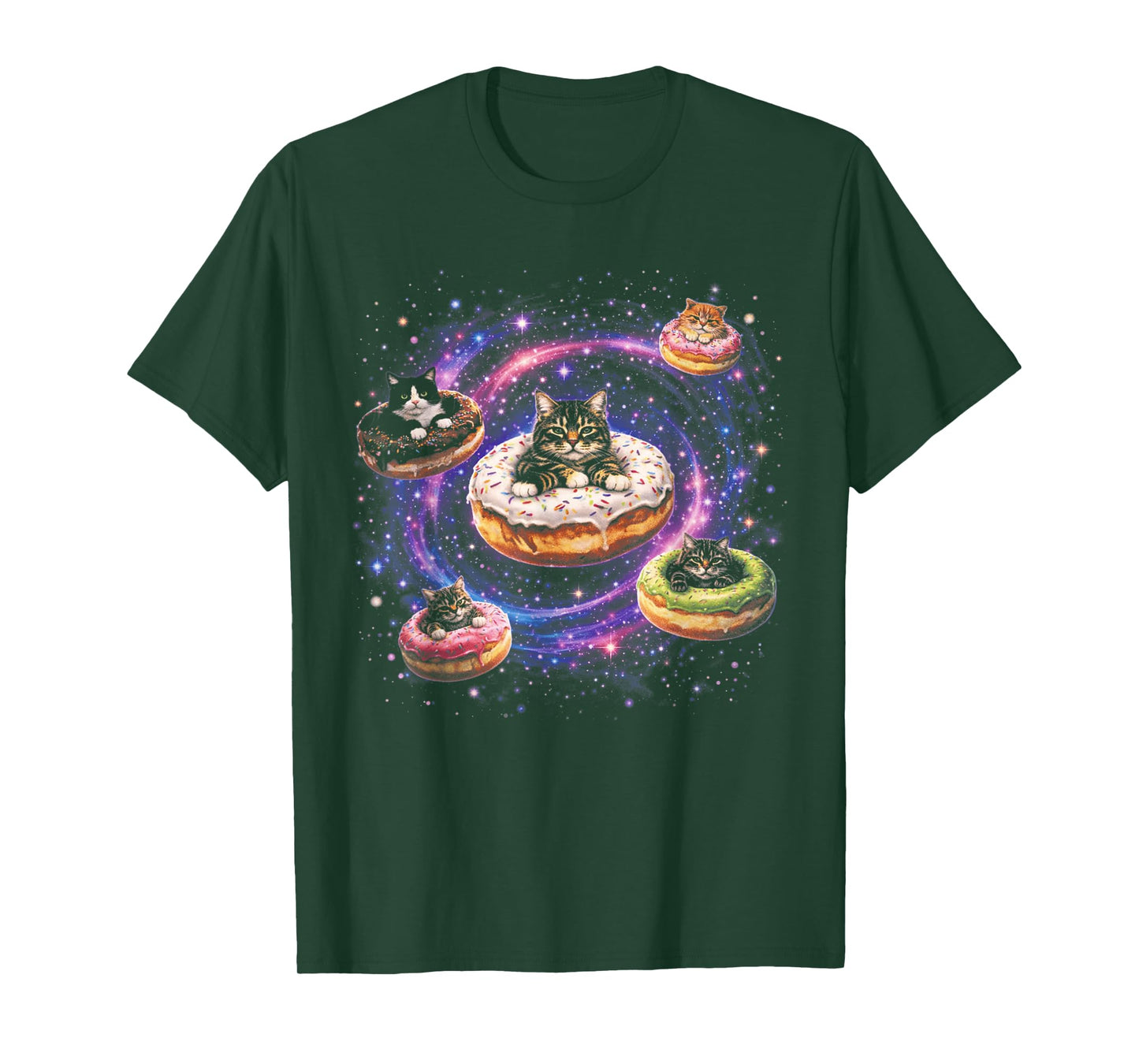 Cat Donut 90s Vintage Graphic Retro Cats in Space Tee T-Shirt