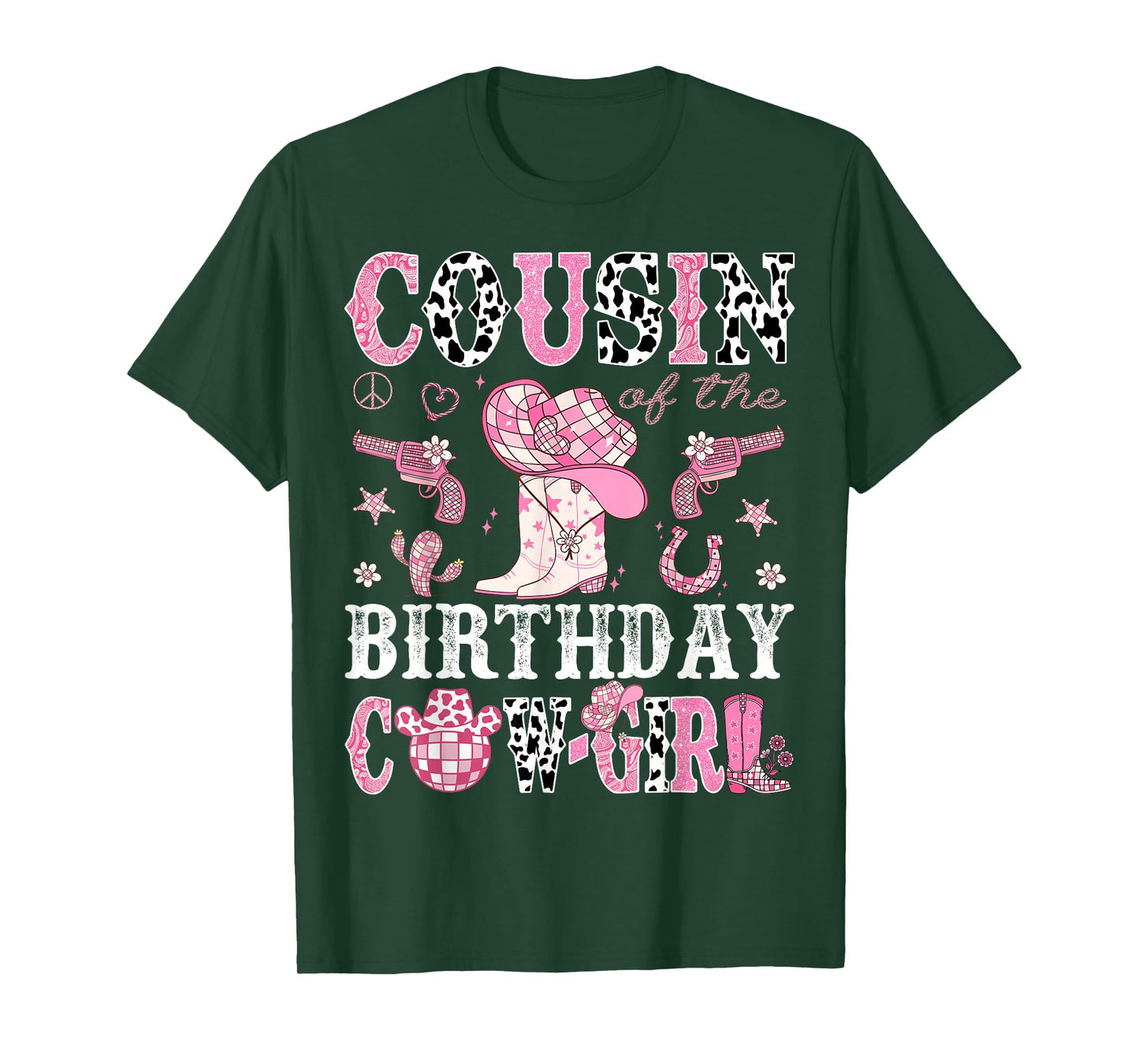 Cousin Of The Birthday Cow-Girl Pink Disco Rodeo Western T-Shirt