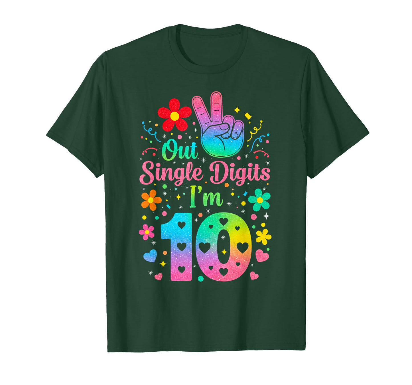 Hello Ten Double Digits Cute Coquette Bow 10th Birthday Girl T-Shirt