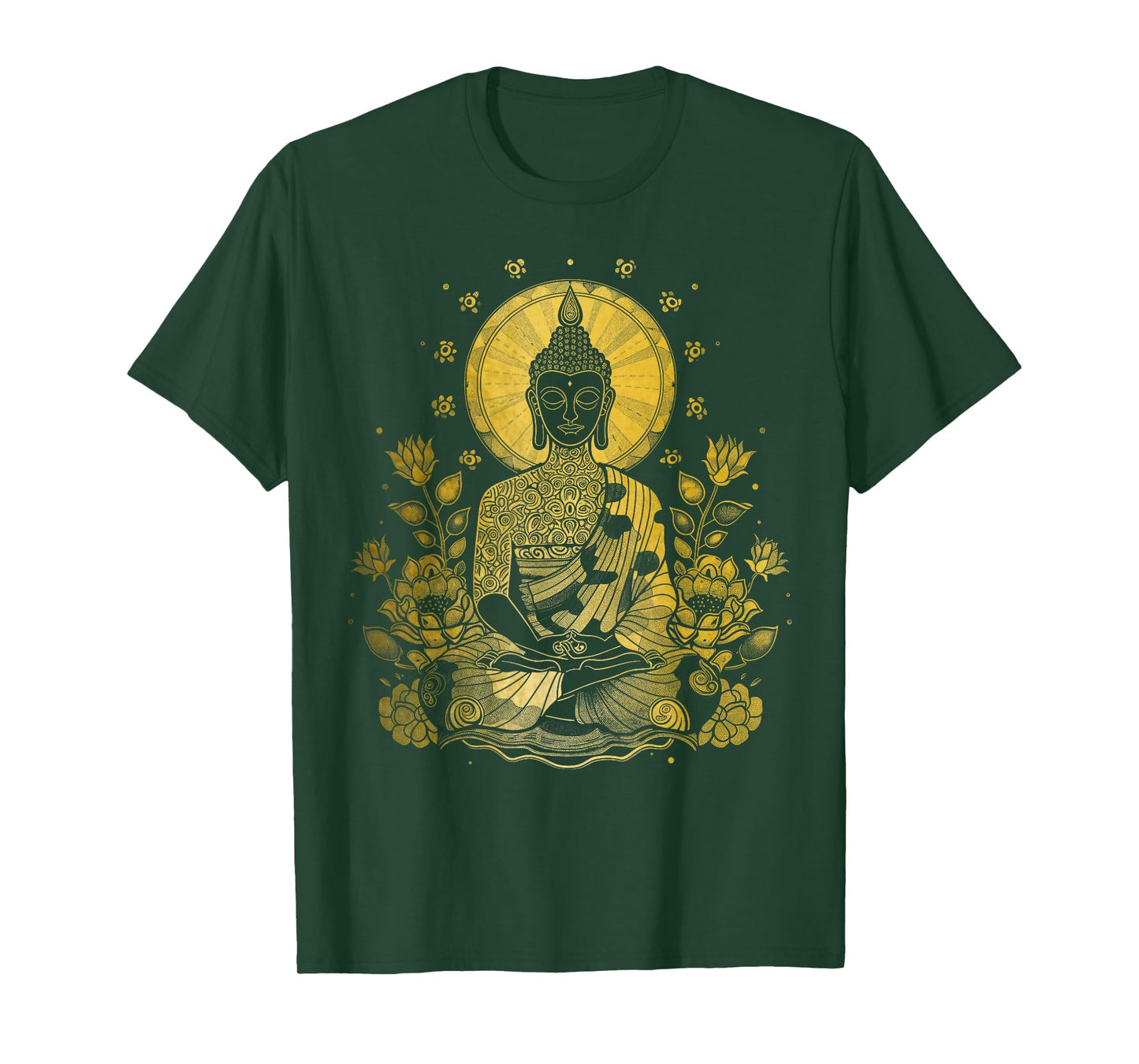 Buddha Floral Vintage Flower Yoga Buddhism Yogi Buddhist T-Shirt